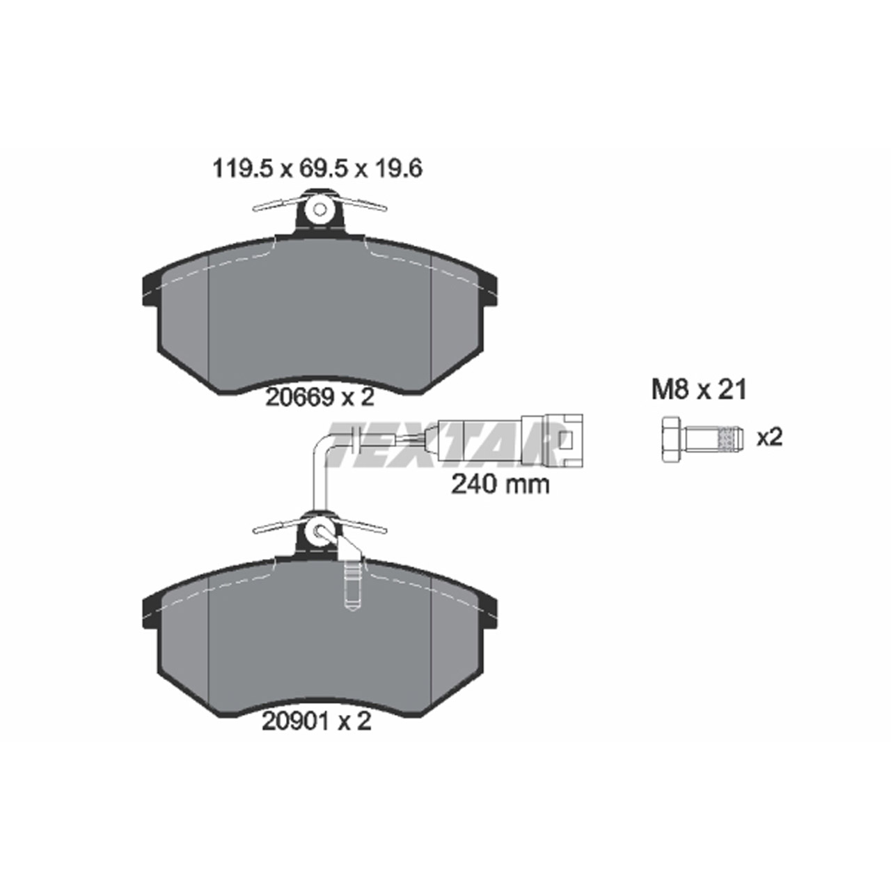 TEXTAR 2066922 Bremsbeläge + Sensor AUDI 100 C3 200 C2 C3 80 90 Cabrio B3 Quattro vorne