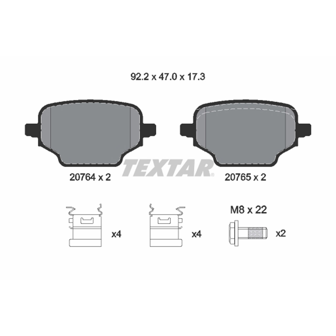 TEXTAR 2076401 Bremsbeläge CITROEN FIAT OPEL Combo K9 PEUGEOT TOYOTA hinten