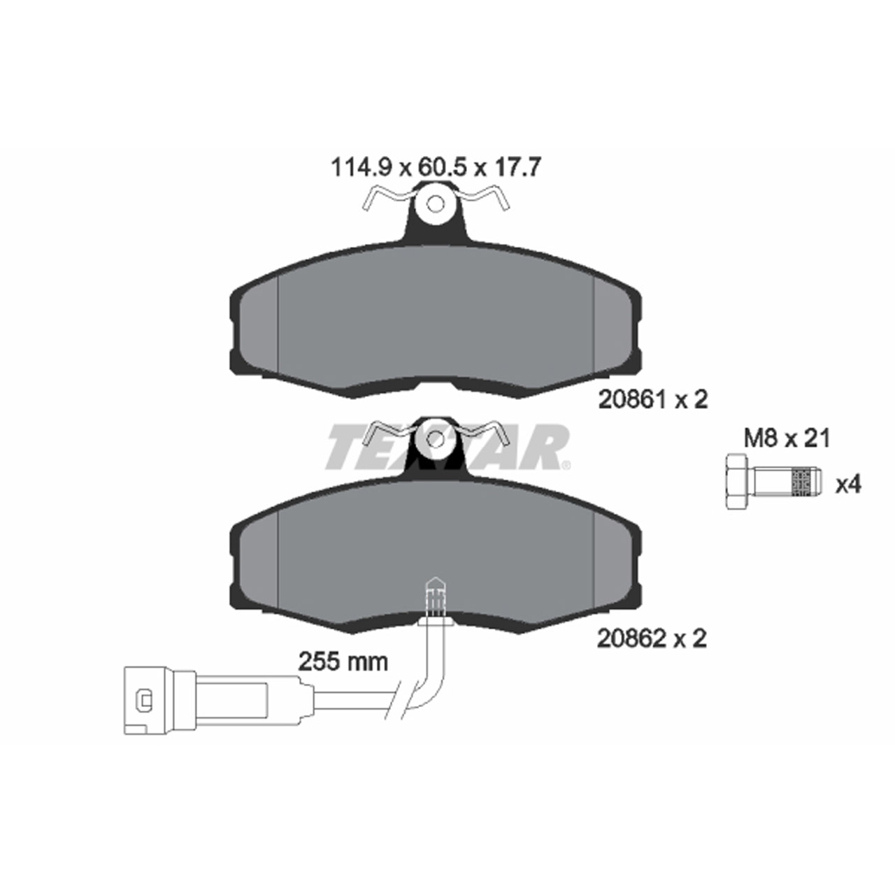 TEXTAR 2086109 Bremsbeläge + Warnkontaktsensor FORD Sierra 1 1.3 1.6 vorne