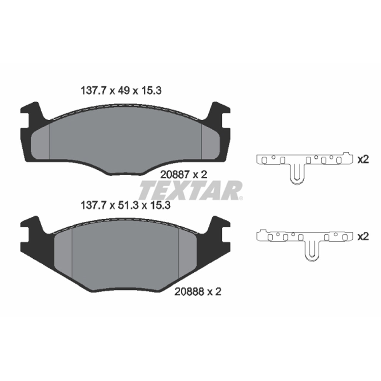 TEXTAR 2088707 Bremsbeläge VW Golf 1 2 1.6/1.8 GTI Jetta 1 2 Passat B2 SEAT Ibiza 2 vorne