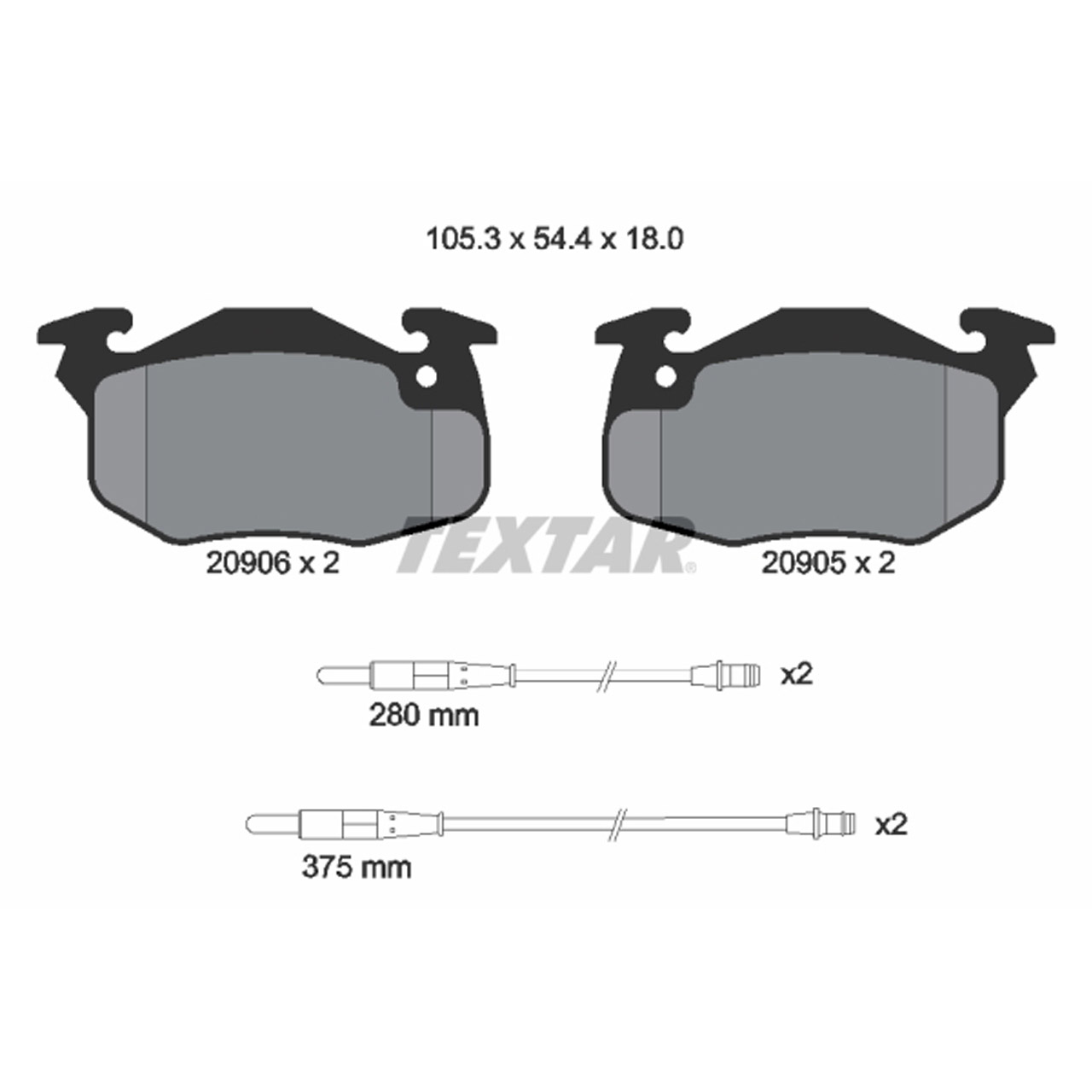 TEXTAR 2090604 Bremsbeläge + Warnkontaktsensor CITROEN ZX / Break (N2) PEUGEOT 306 vorne