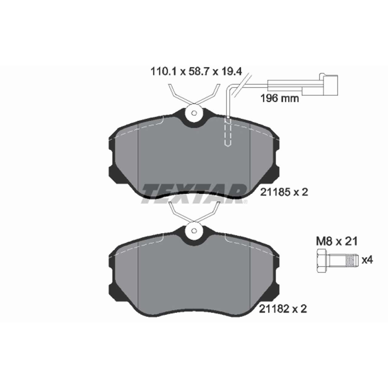 TEXTAR 2118503 Bremsbeläge + Warnkontaktsensor FIAT Croma (154_) ab 12.1988 vorne