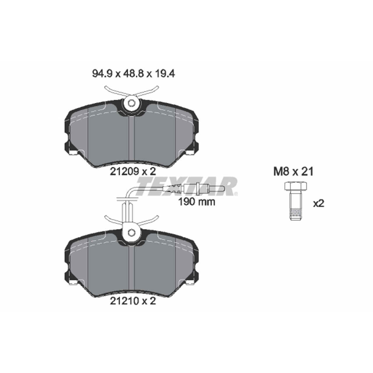 TEXTAR 2120909 Bremsbeläge + Warnkontaktsensor PEUGEOT 405 I II / Break vorne