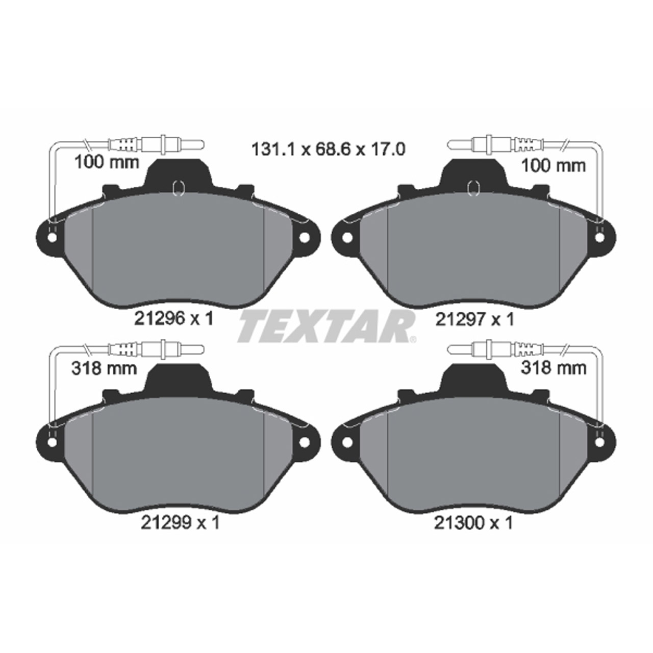 TEXTAR 2129603 Bremsbeläge + Warnkontaktsensor CITROEN XM (Y3) bis ORGA 05228 vorne