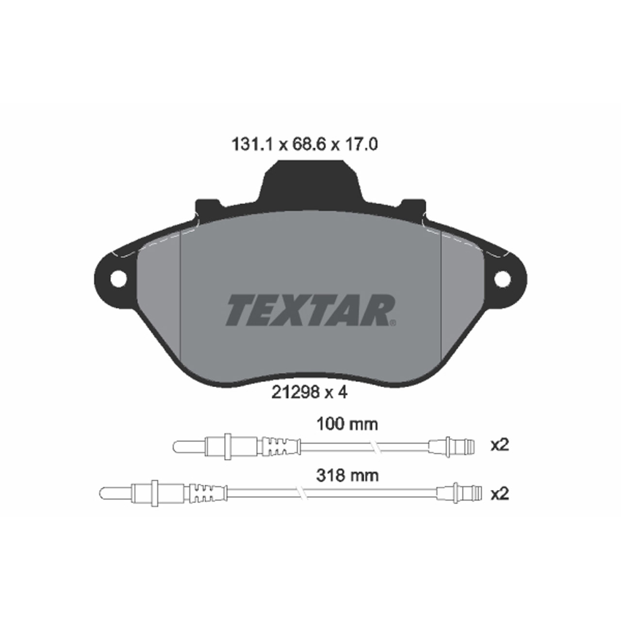 TEXTAR 2129802 Bremsbeläge + Warnkontaktsensor PEUGEOT 605 (6B) bis 02.1991 vorne