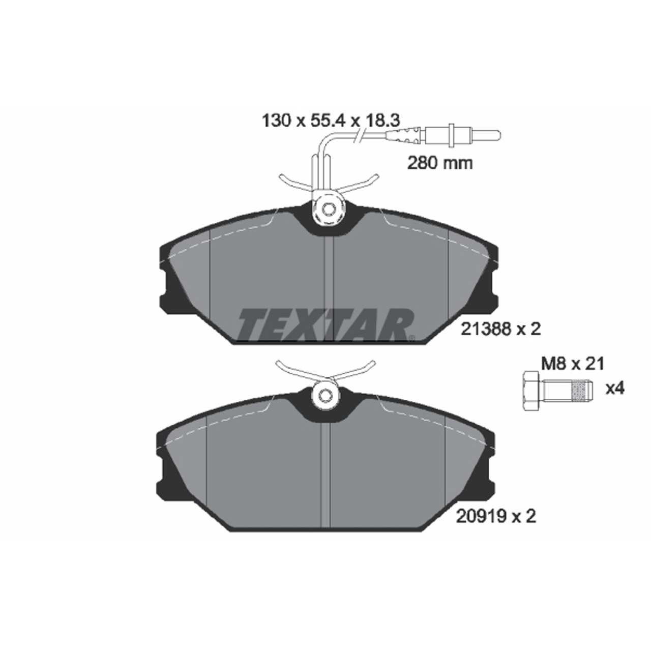 TEXTAR 2138802 Bremsbeläge + Sensor RENAULT Espace 2 Laguna 1 Megane 1 Scenic 1 vorne