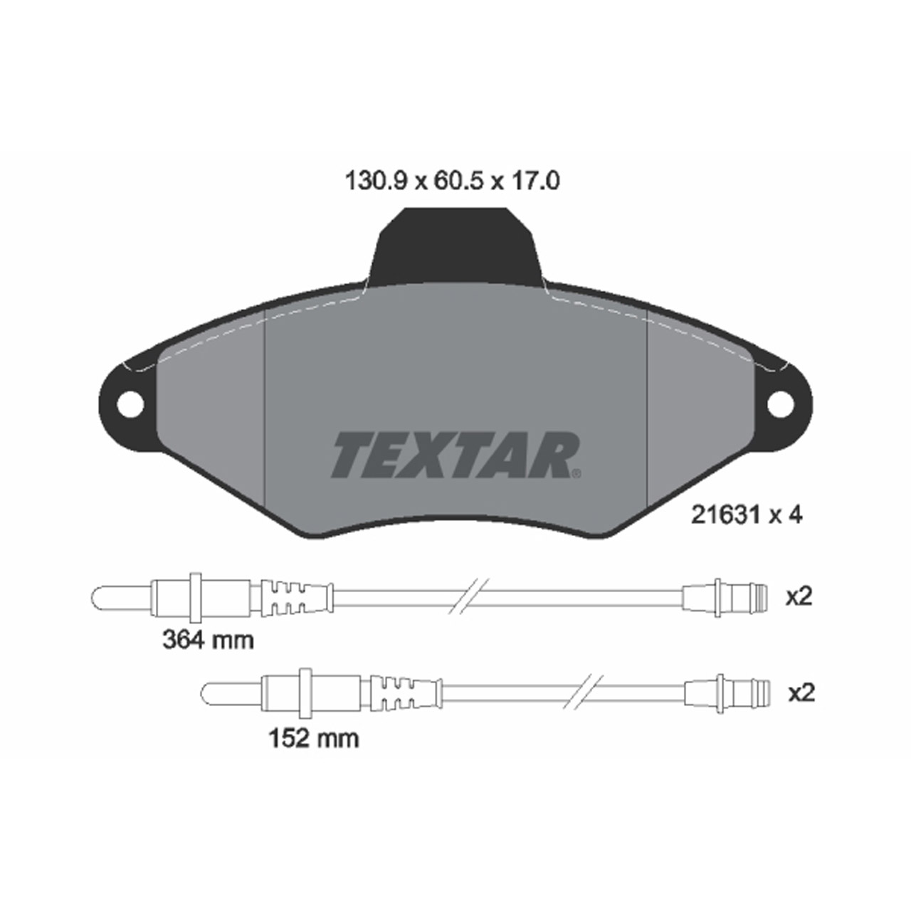 TEXTAR 2163102 Bremsbeläge + Warnkontaktsensor CITROEN Xantia / Break (X1_, X2_) vorne