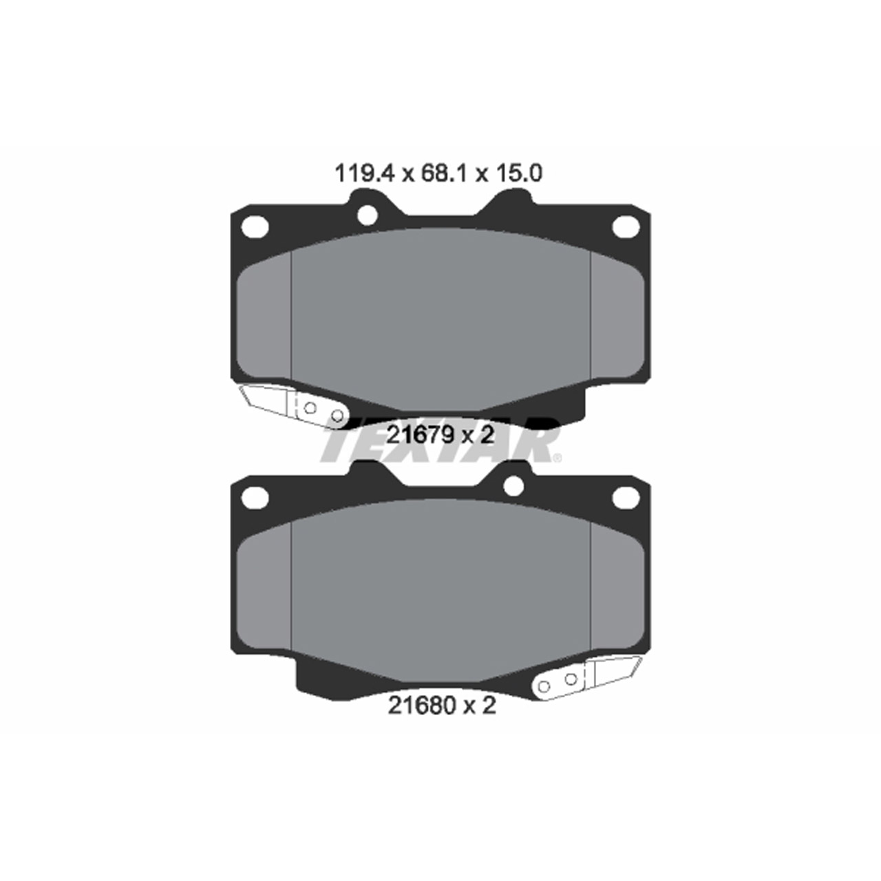 TEXTAR 2168001 Bremsbeläge Bremsklötze TOYOTA Hilux 7 Pick-up ohne ESP bis 10.2008 vorne