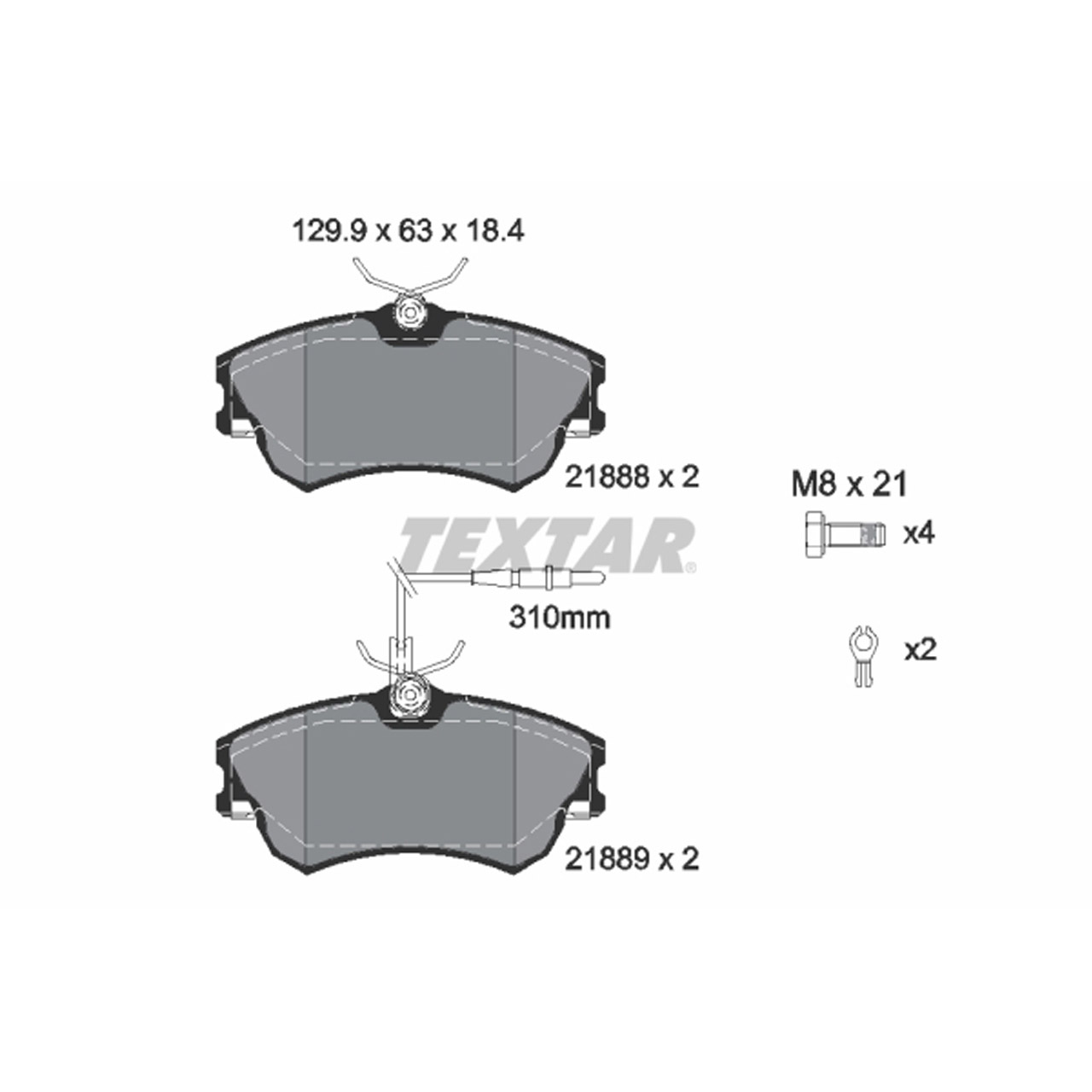 TEXTAR 2188801 Bremsbeläge Bremsklötze + Warnkontaktsensor RENAULT Espace 3 vorne