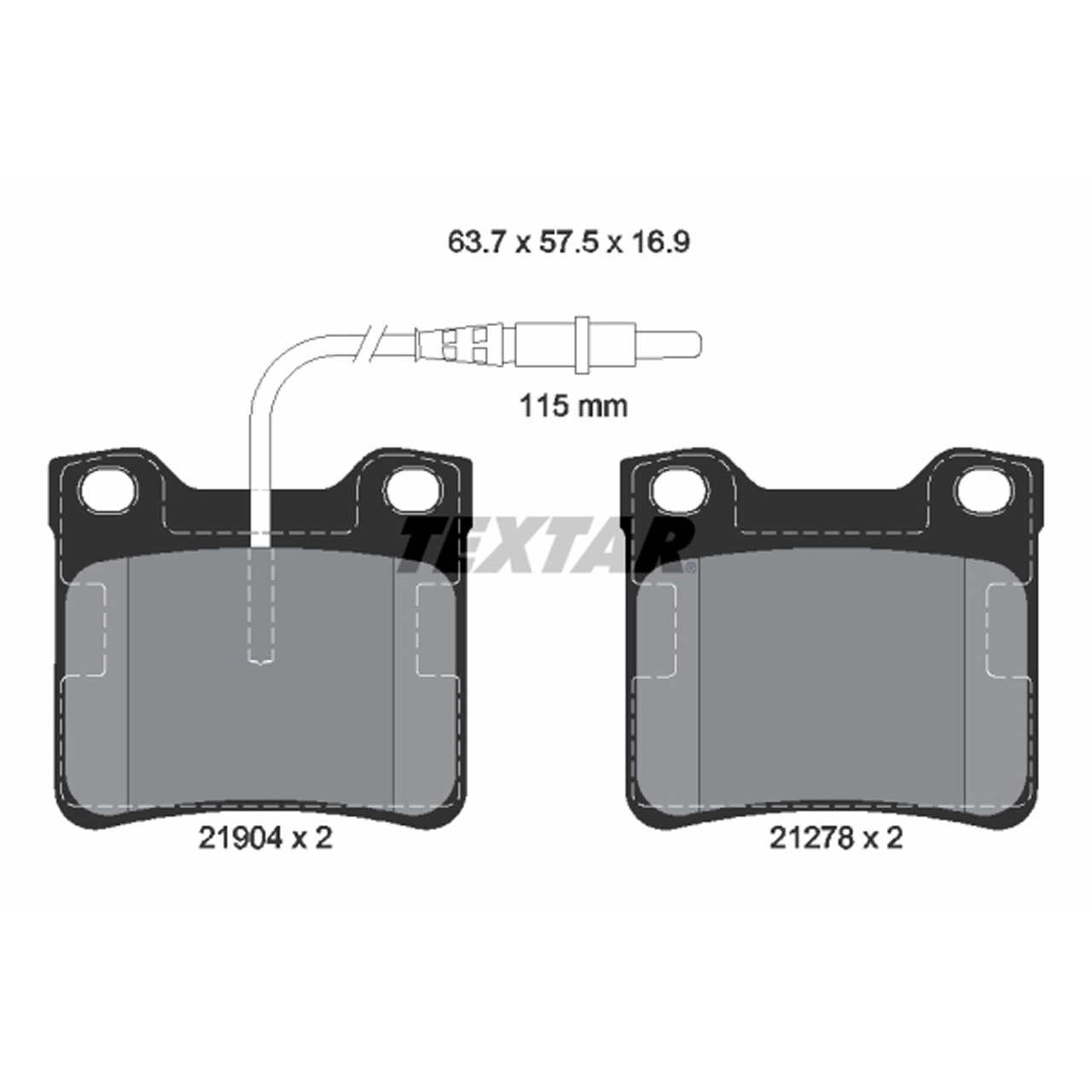 TEXTAR 2190403 Bremsbeläge + Warnsensor MERCEDES V-KLlasse Vito W638 PEUGEOT 605 hinten