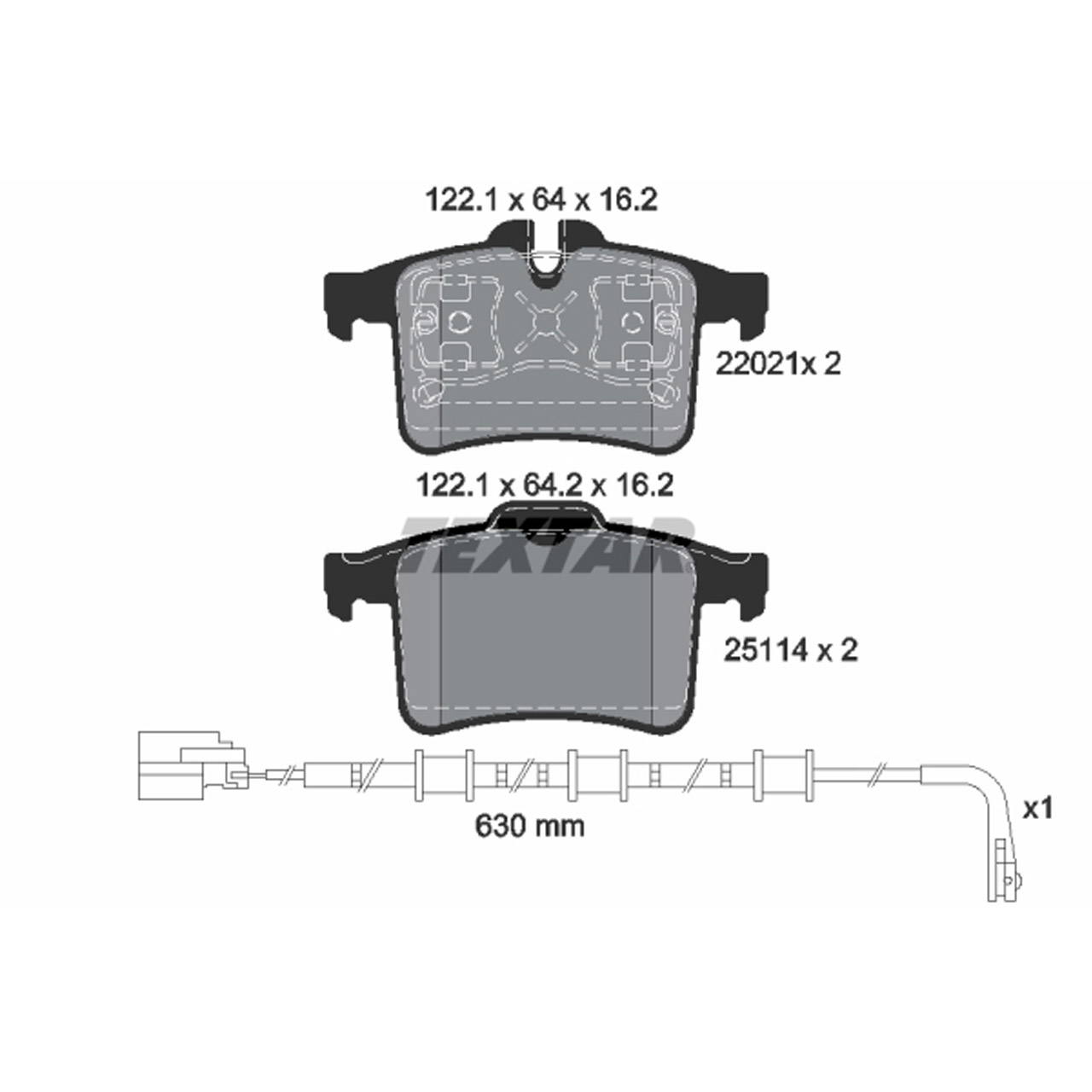 TEXTAR 2202101 Bremsbeläge + Sensor JAGUAR XK 2 (X150) XKR XKR-S ab Fgst. B32753 hinten