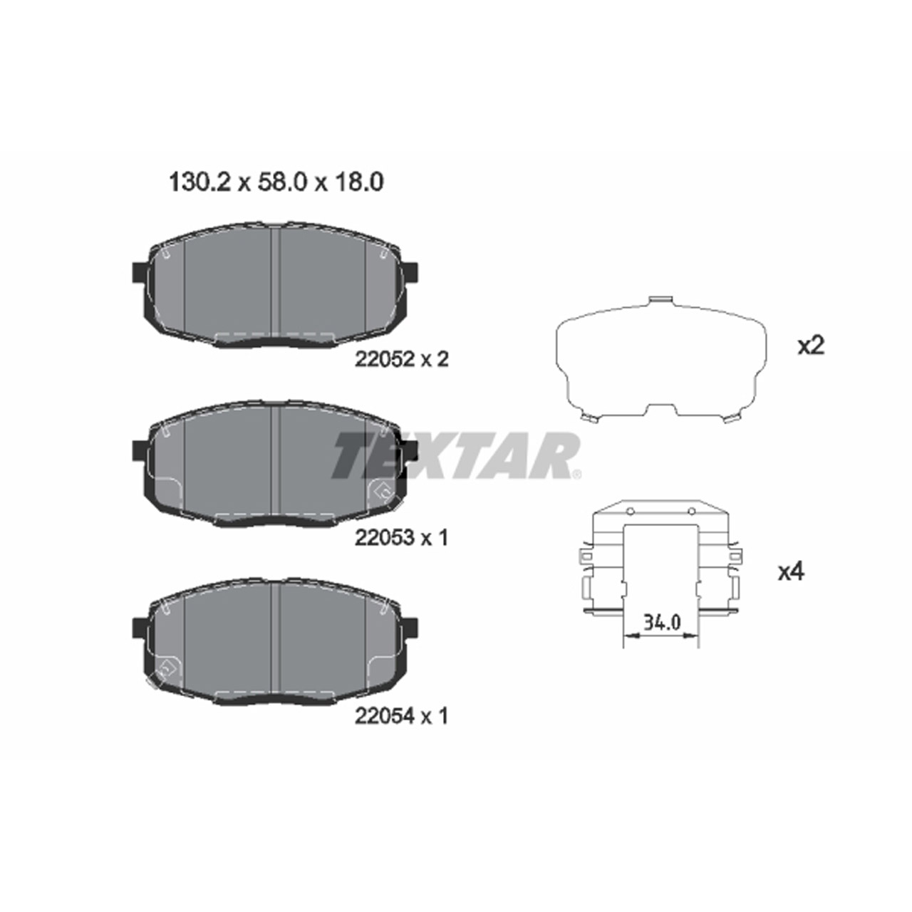 TEXTAR 2205203 Bremsbeläge Bremsklötze HYUNDAI Kona (OS, OSE, OSI) 15 Zoll vorne