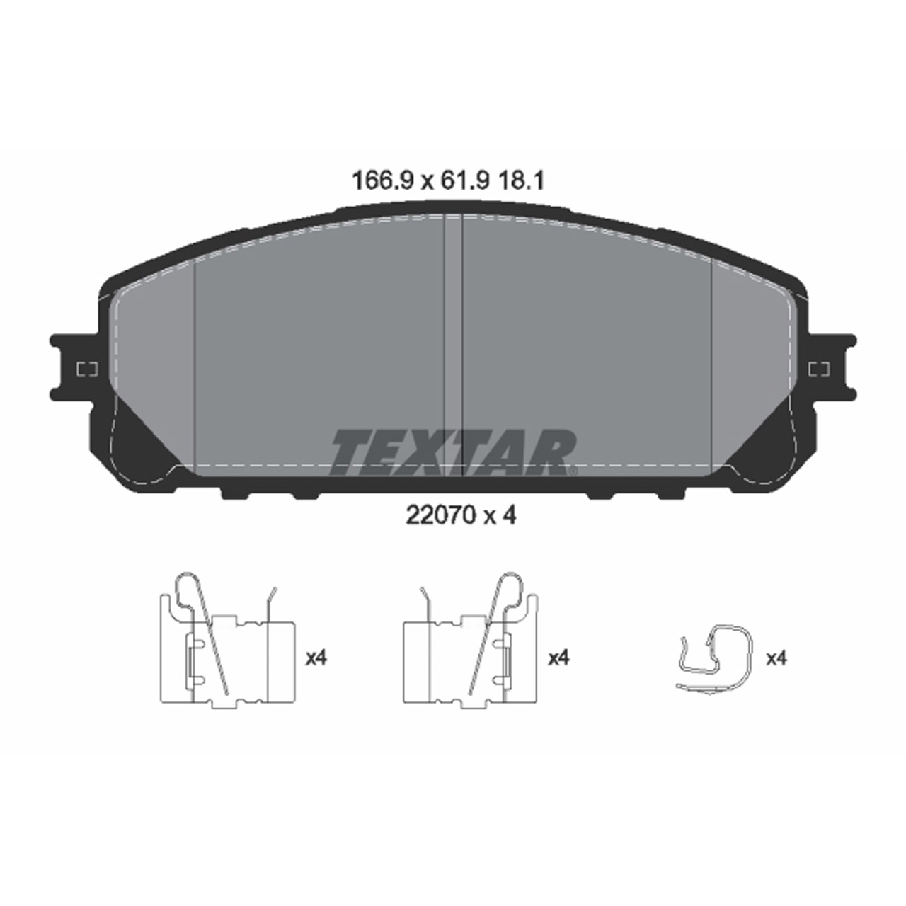 TEXTAR 2207001 Bremsbeläge Bremsklötze JEEP Cherokee (KL) BR3/BR6/BRG vorne