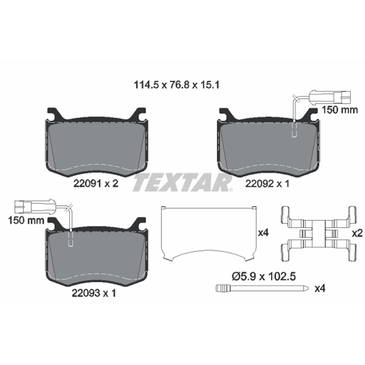 TEXTAR 2209101 Bremsbeläge + Warnkontaktsensor ALFA ROMEO Giuia (952_) mit 305mm vorne