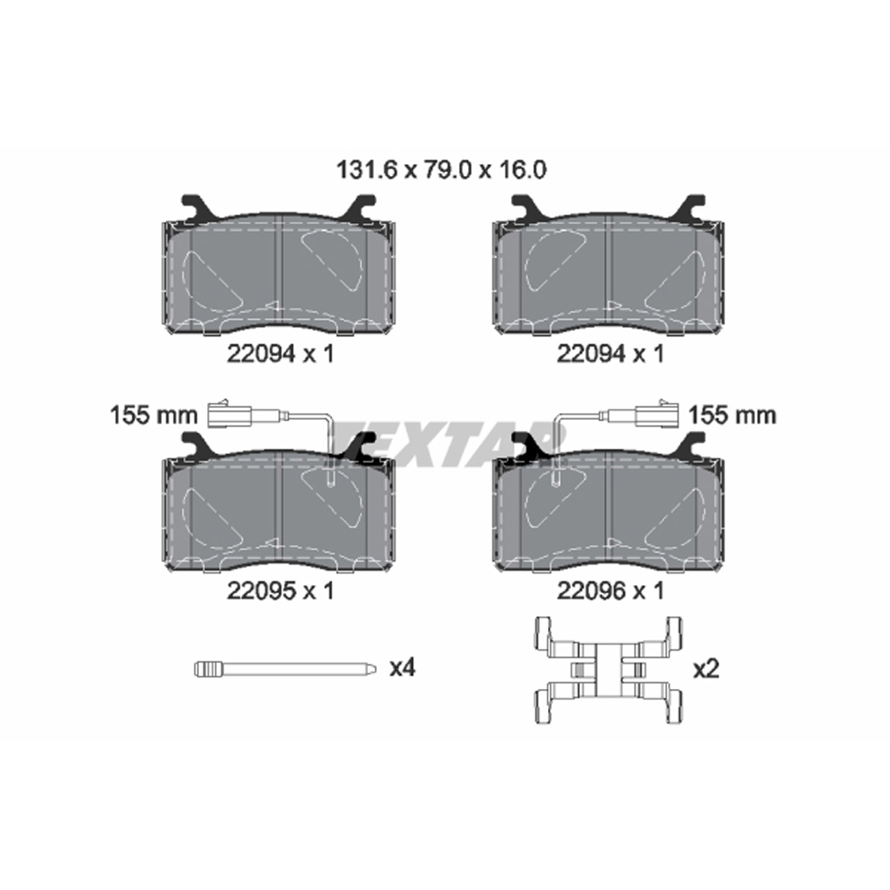 TEXTAR 2209401 Bremsbeläge + Warnsensor ALFA ROMEO Giulia 952 mit 330mm Stelvio 949 vorne