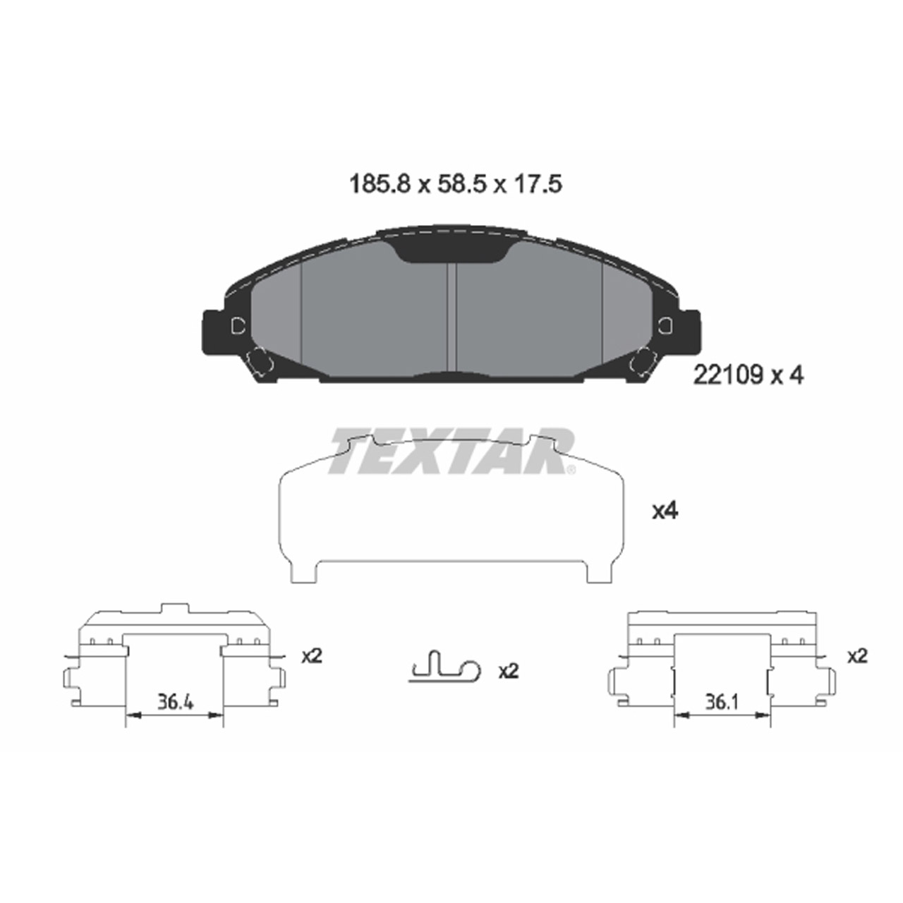 TEXTAR 2210901 Bremsbeläge Bremsklötze FORD Mustang MK6 ab 10.2017 mit Schwimmsattel vorne