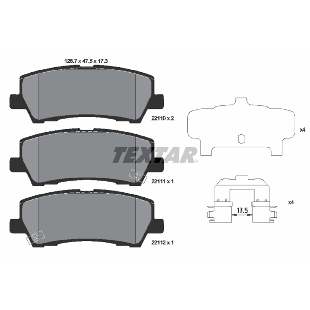 TEXTAR 2211001 Bremsbeläge FORD Mustang MK6 2.3 5.0 V8 mit Performance Bremse hinten