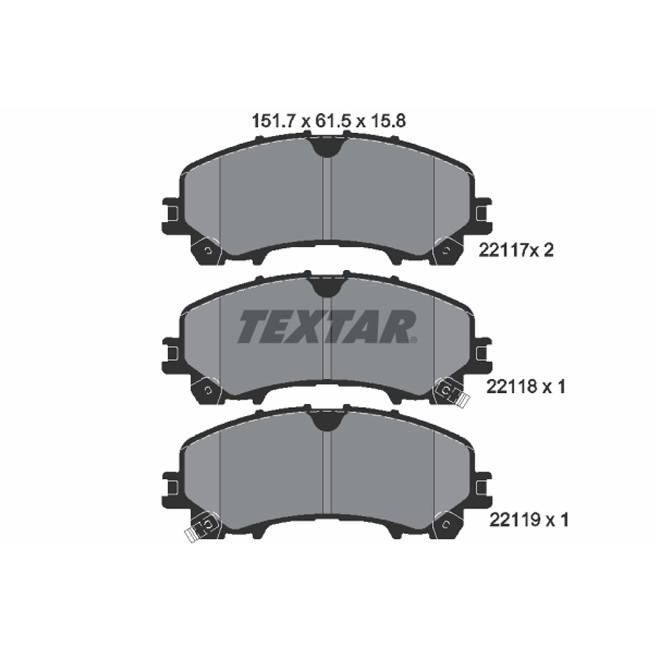 TEXTAR 2211701 Bremsbeläge NISSAN X-Trail 3 T32 mit 3. Sitzreihe RENAULT Koleos 2 HC vorne