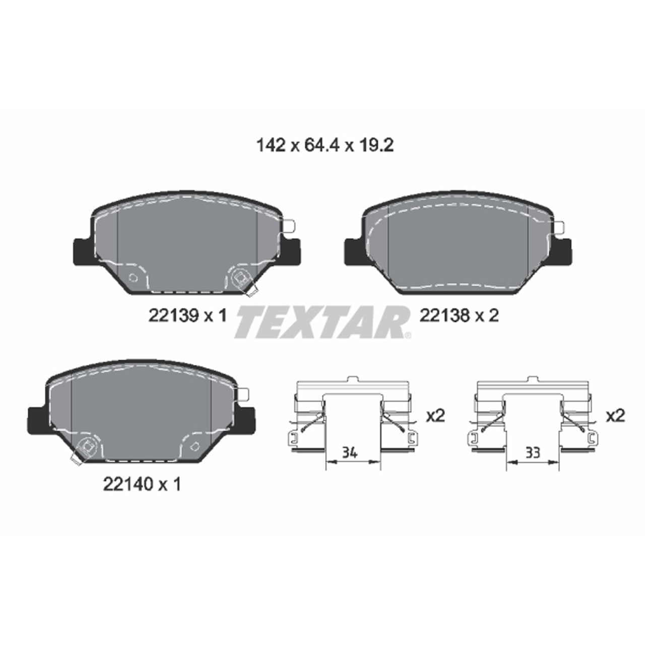 TEXTAR 2213901 Bremsbeläge Bremsklötze OPEL Insignia B 17 Zoll bis Fgst. L1999999 vorne