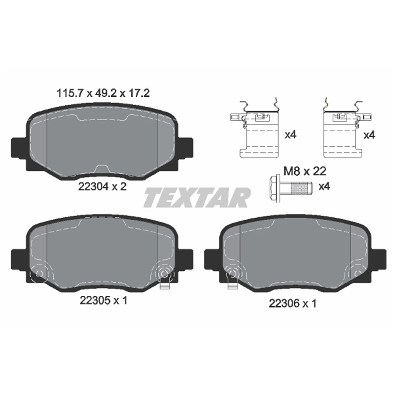 TEXTAR 2230401 Bremsbeläge ABARTH 500E FIAT 500X (334_) JEEP COMPASS RENEGADE hinten