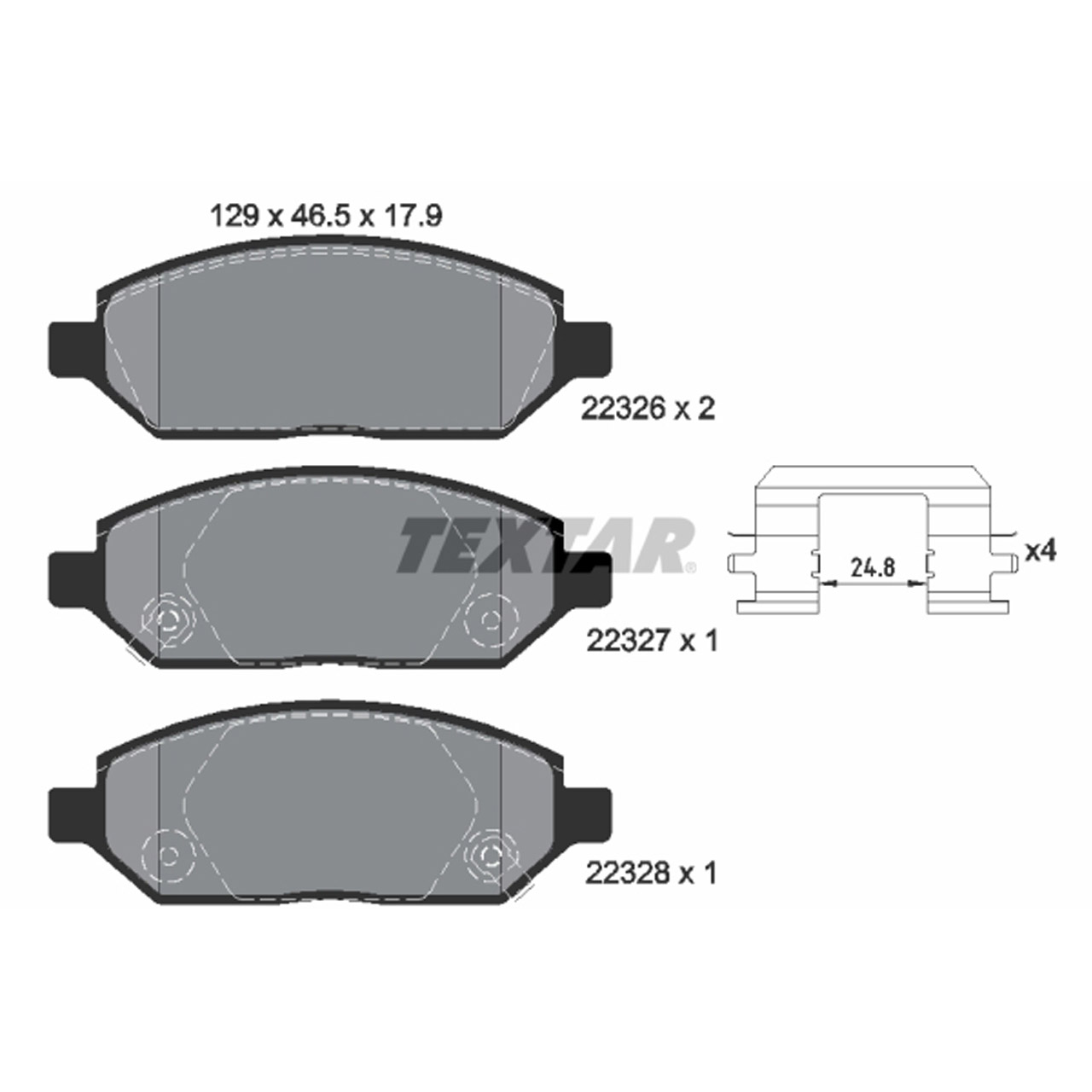 TEXTAR 2232601 Bremsbeläge Bremsklötze Bremsbelagsatz OPEL Karl (C16) 1.0 73/75 PS vorne