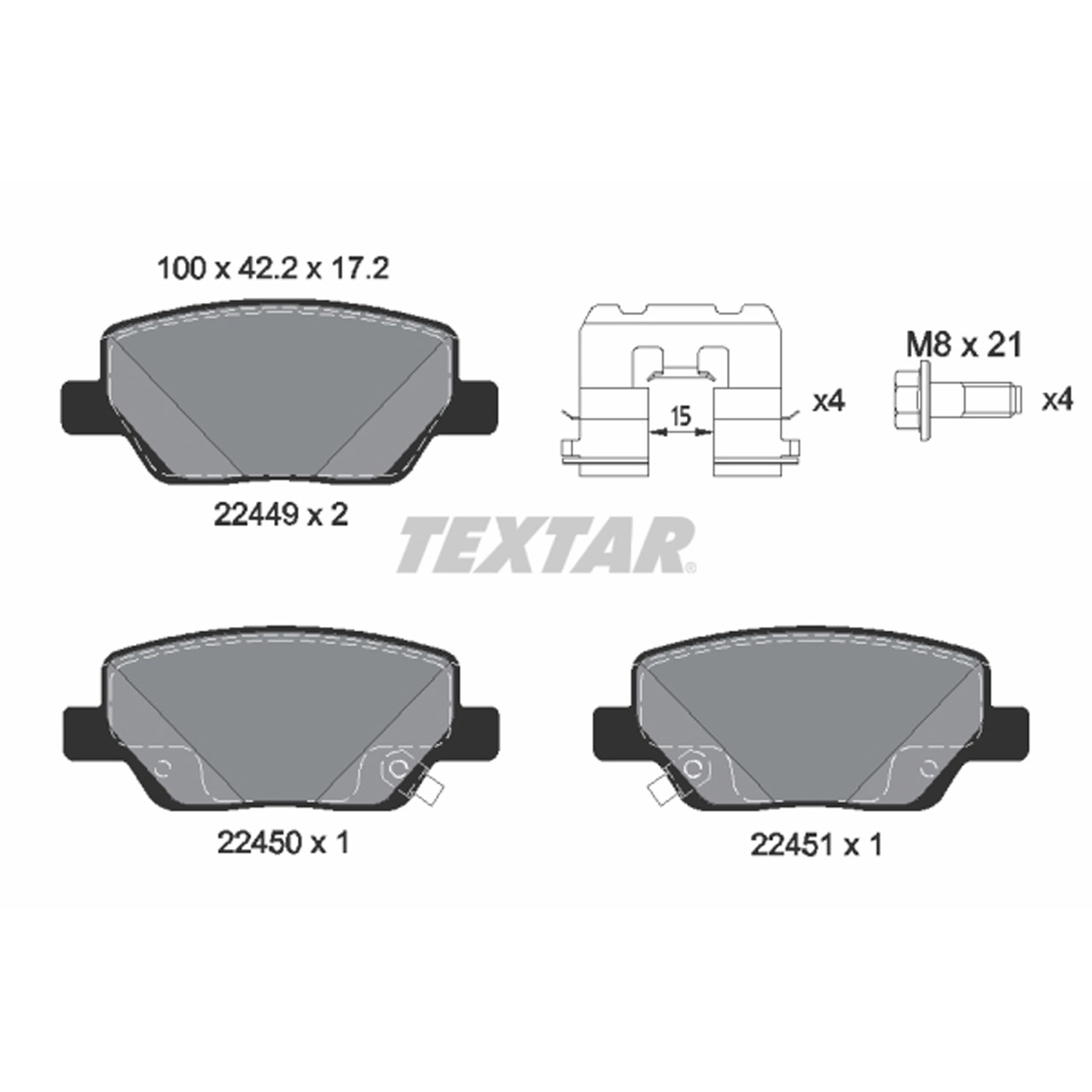 TEXTAR 2244901 Bremsbeläge Bremsklötze FIAT Tipo (356_, 357_) mit 251mm hinten 77367717