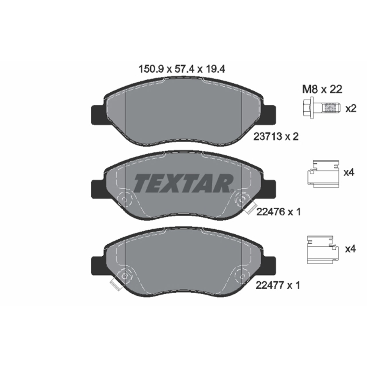 TEXTAR 2247601 Bremsbeläge Bremsklötze FIAT Tipo (356_, 357_) mit BOSCH-System vorne