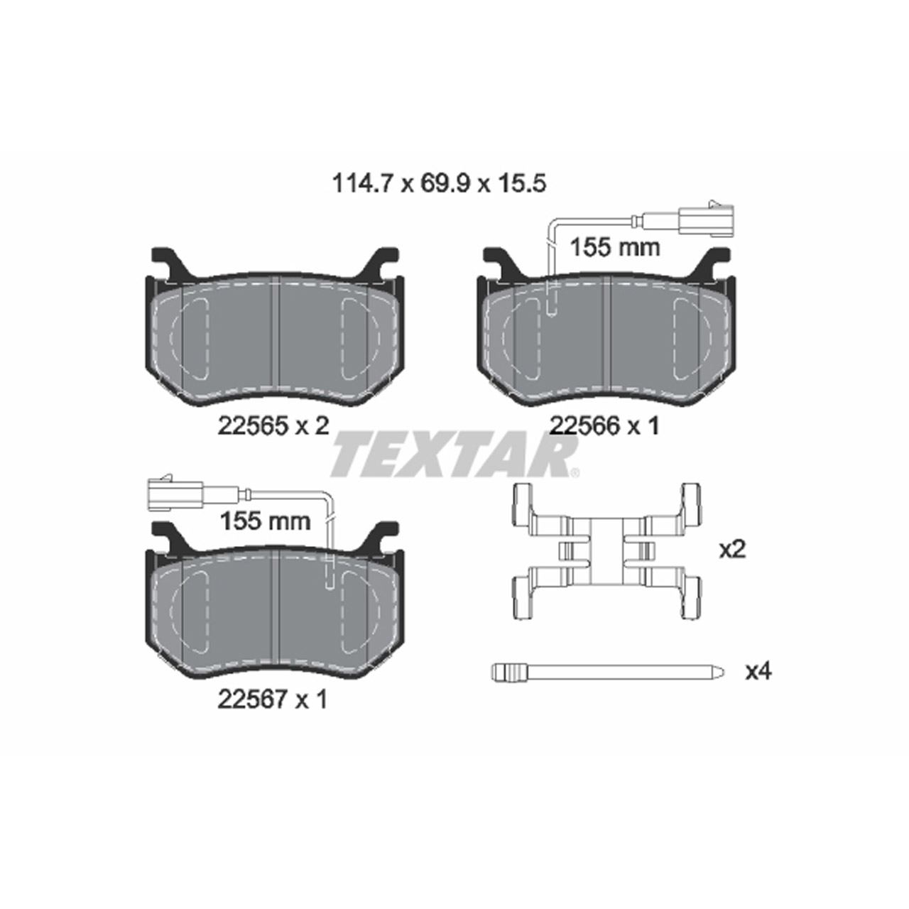 TEXTAR 2256501 Bremsbeläge + Warnsensor ALFA ROMEO Giulia (952_) Stelvio (949_) 2.9 hinten