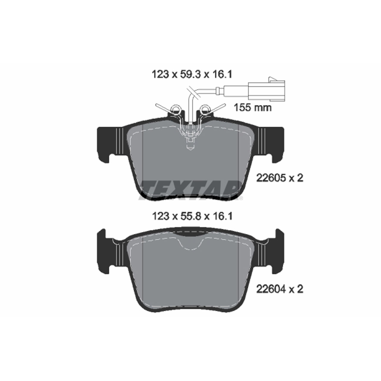 TEXTAR 2260501 Bremsbeläge + Warnkontaktsensor ALFA ROMEO Giulia 952 Stelvio 949 hinten