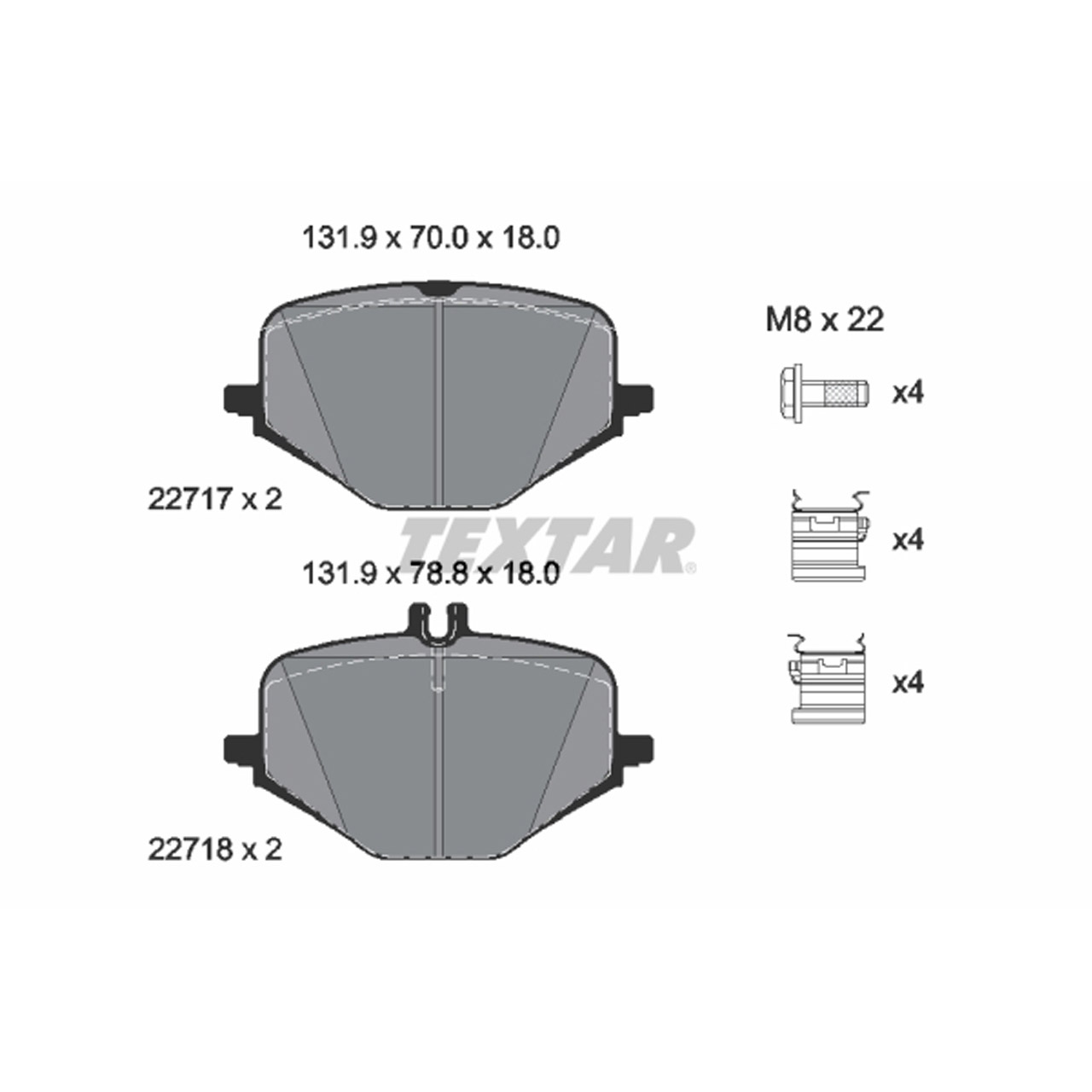 TEXTAR 2271701 Bremsbeläge MERCEDES G-Klasse W463 G63AMG V/C167 GLE53AMG EQ Boost hinten