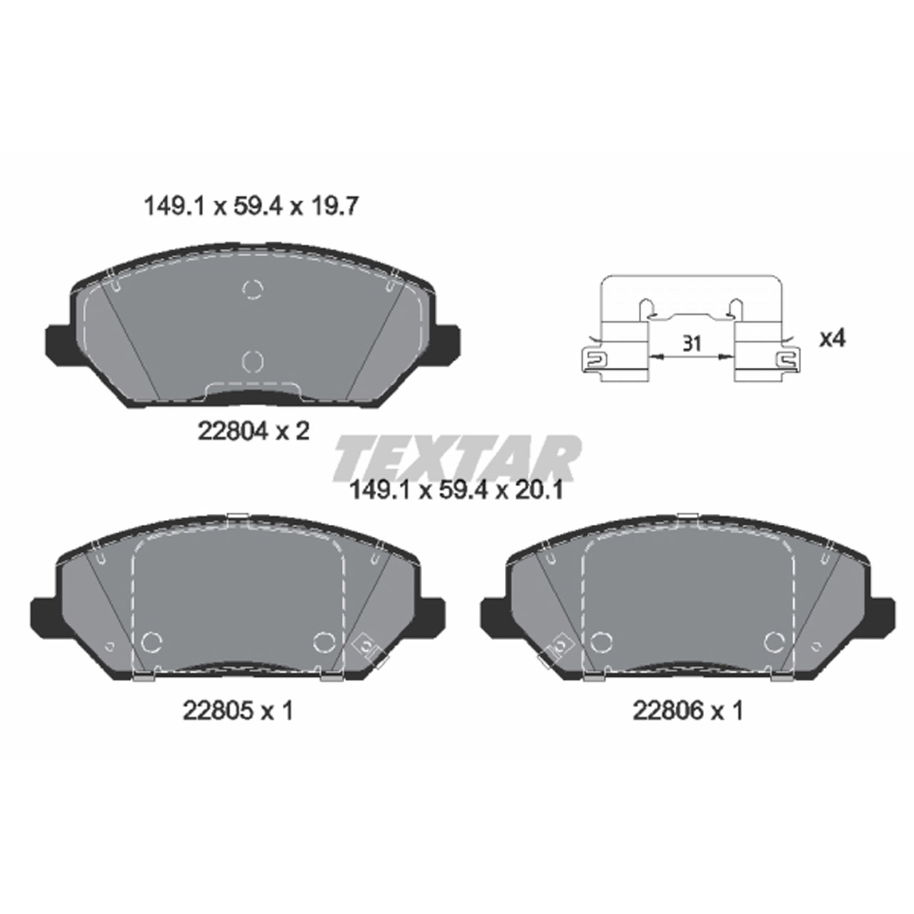 TEXTAR 2280401 Bremsbeläge Bremsklötze HYUNDAI i30 (PD) KIA CeeD (CD) 16 Zoll vorne