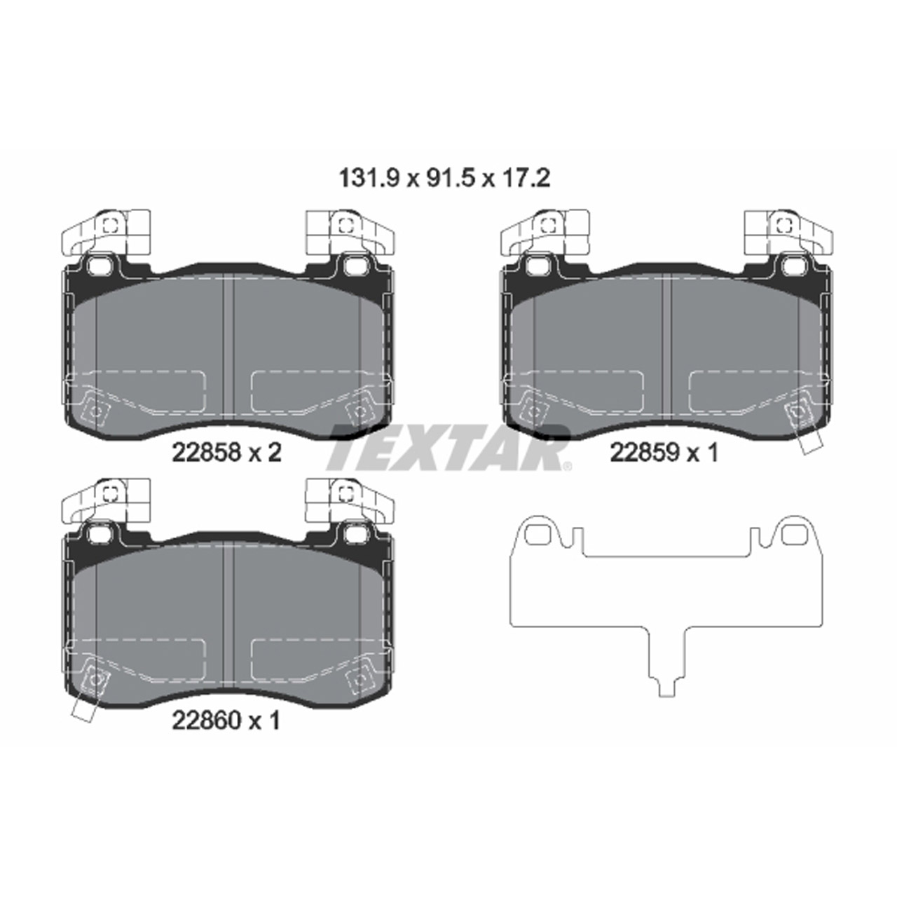 TEXTAR 2285801 Bremsbeläge Bremsklötze KIA Stinger (CK) 3.3 T-GDI 364/366/370 PS vorne