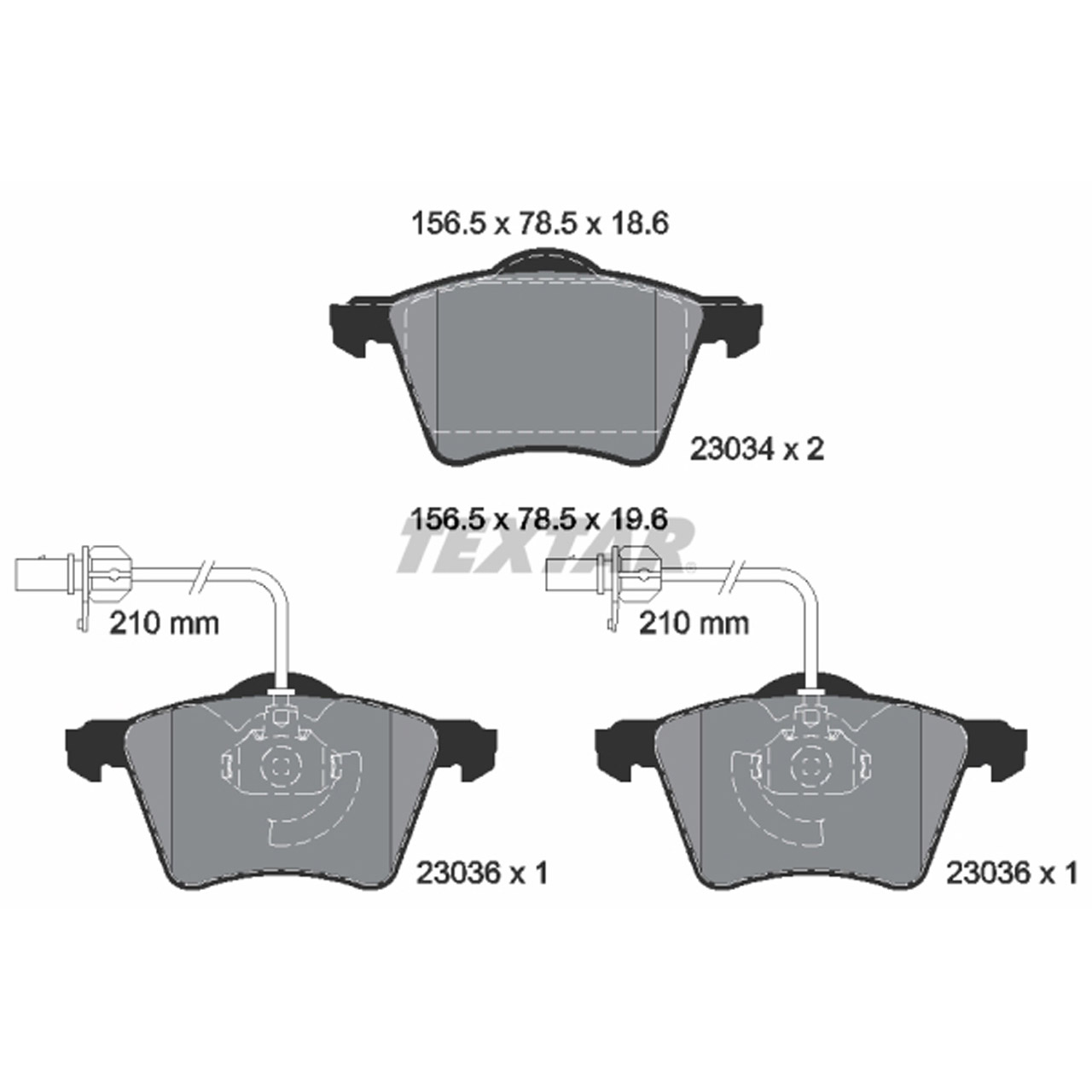 TEXTAR 2303401 Bremsbeläge + Sensor VW California Transporter T4 16" 05.1997-05.2000 vorne