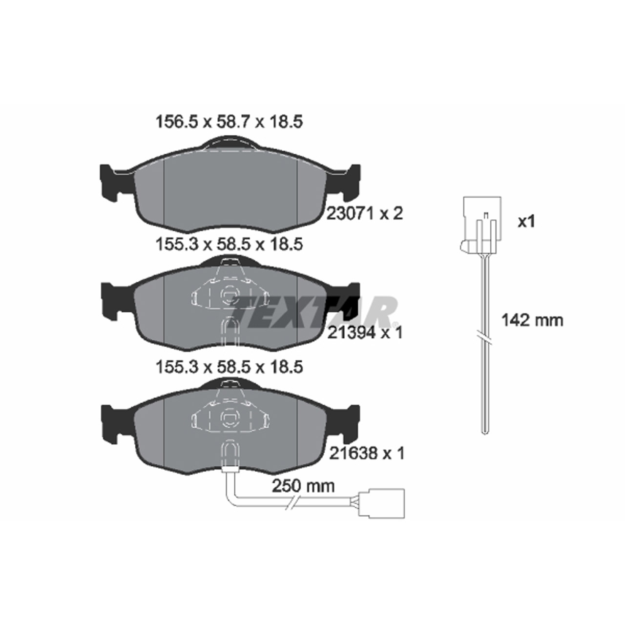 TEXTAR 2307104 Bremsbeläge + Warnkontaktsensor FORD Cougar Mondeo 1 2 Scorpio 1 2 vorne