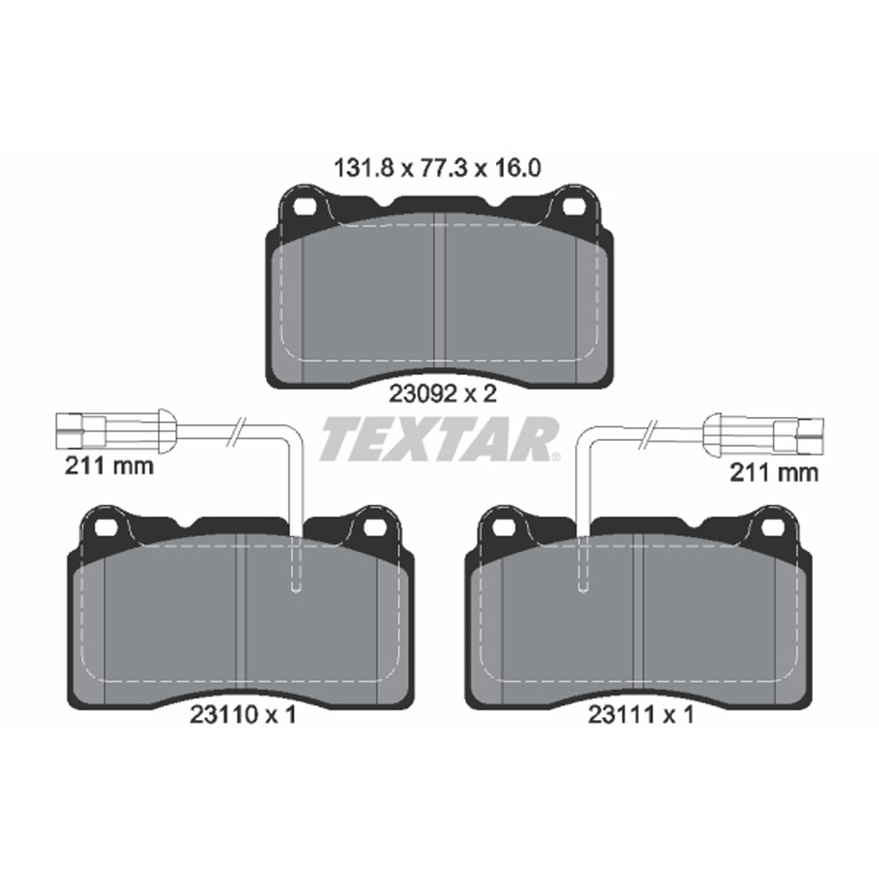 TEXTAR 2309201 Bremsbeläge + Sensor ALFA ROMEO 156 (932_) 159 Brera Spider (939_) vorne