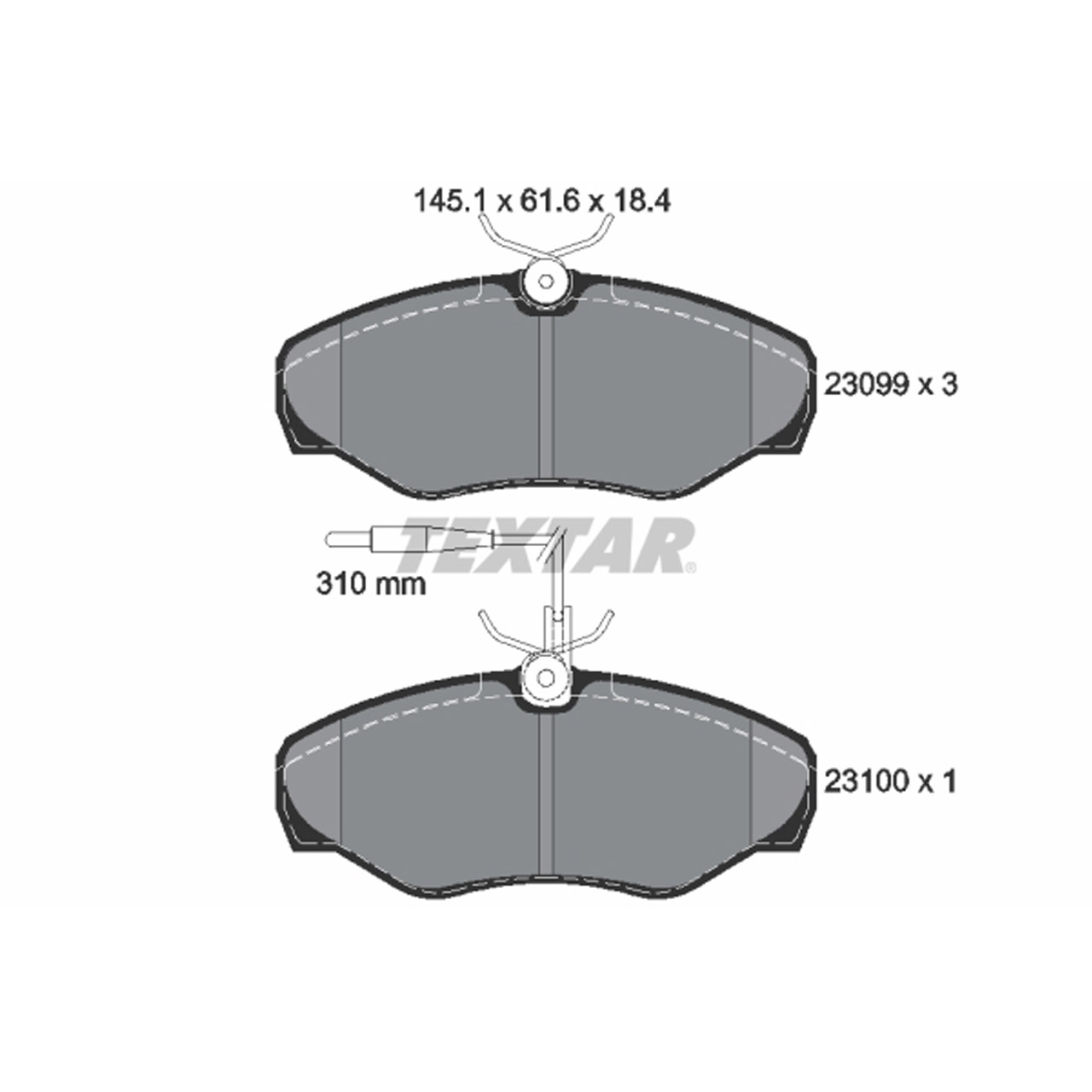 TEXTAR 2309903 Bremsbeläge + Warnsensor RENAULT Espace 3 3.0 V6 24V bis 07.2000 vorne