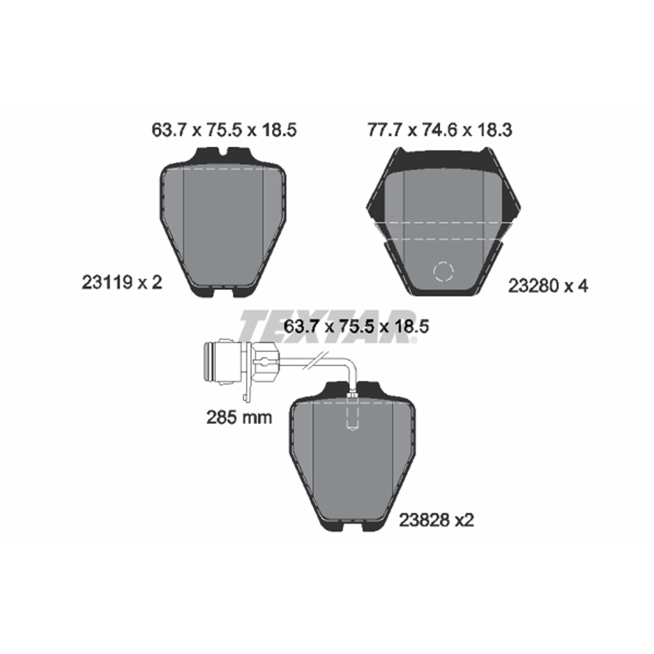 TEXTAR 2311901 Bremsbeläge + Warnkontaktsensor AUDI A8 S8 (4D D2) PR-1LX ab Fgst. vorne