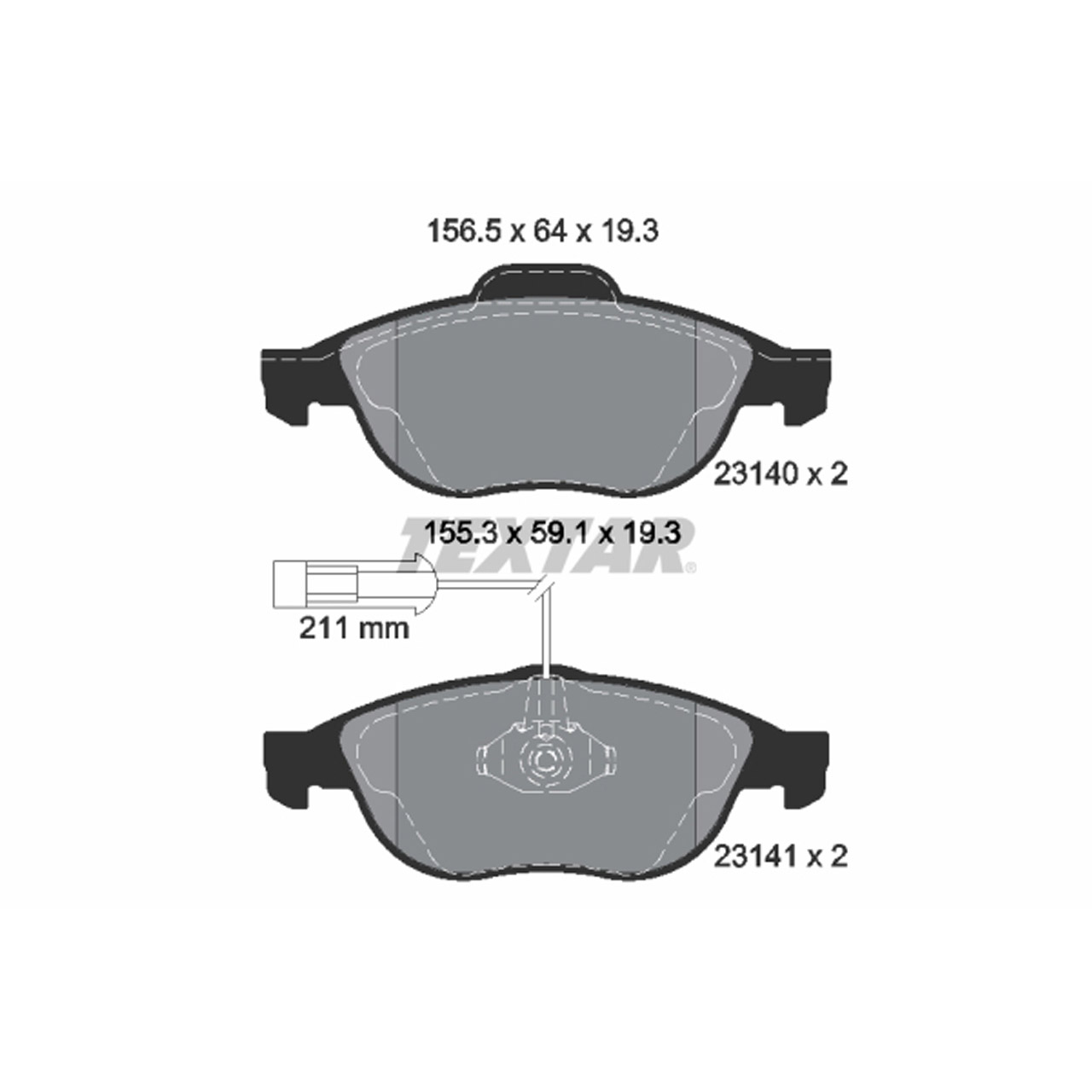 TEXTAR 2314002 Bremsbeläge + Sensor ALFA ROMEO 156 932 LANCIA Lybra 839 bis 02.2000 vorne