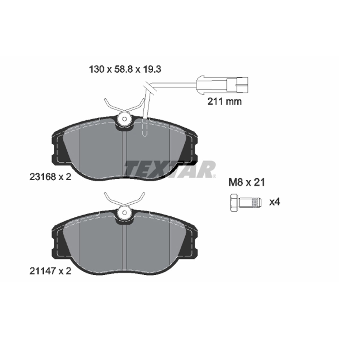 TEXTAR 2316803 Bremsbeläge + Warnsensor ALFA ROMEO 155 (167_) Spider GTV (916_) vorne