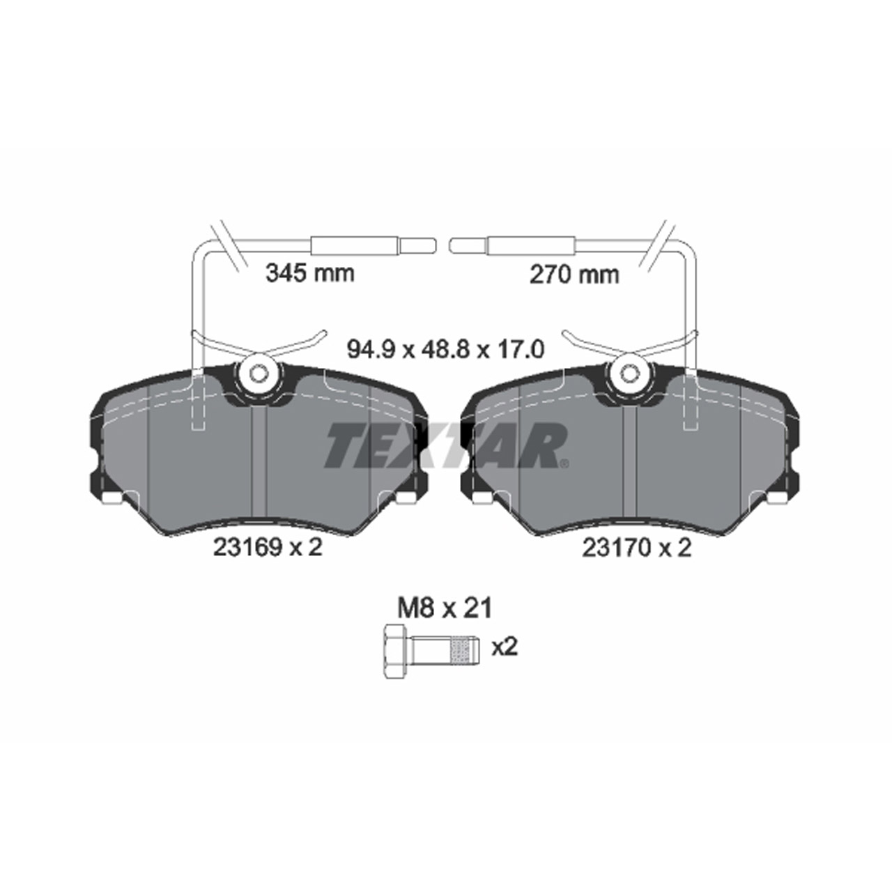 TEXTAR 2316901 Bremsbeläge + Sensor CITROEN ZX (N2) 2.0 16V PEUGEOT 306 2.0 ST / S16 vorne