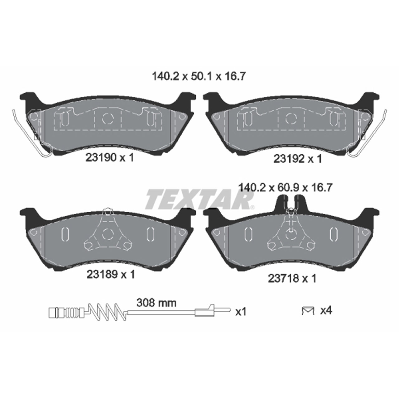 TEXTAR 2319002 Bremsbeläge Bremsklötze MERCEDES M-Klasse W163 ML230-430 ML270CDI hinten