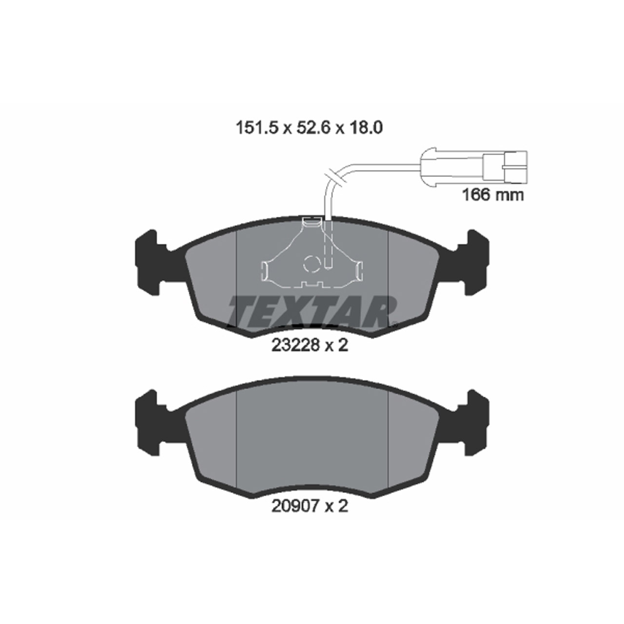 TEXTAR 2322702 Bremsbeläge + Warnsensor FIAT Palio Weekend 1.6 100 PS bis 09.2000 vorne