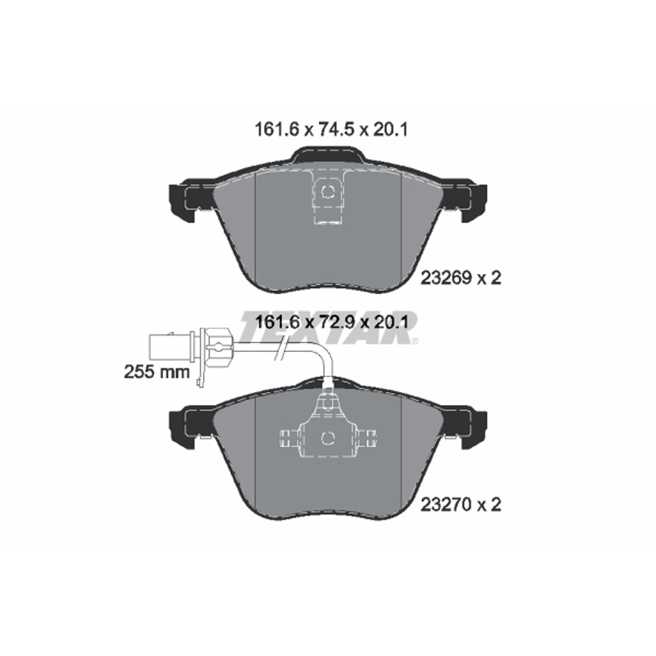 TEXTAR 2326903 Bremsbeläge + Sensor VW Sharan Transporter T4 16 Zoll Alhambra Galaxy vorne