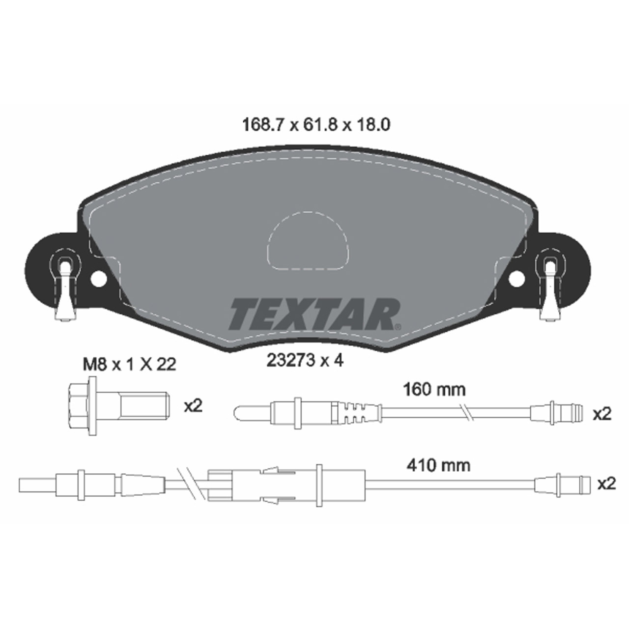 TEXTAR 2327301 Bremsbeläge + Warnkontaktsensor CITROEN C5 I II 3.0 V6 2.0/2.2 HDi vorne