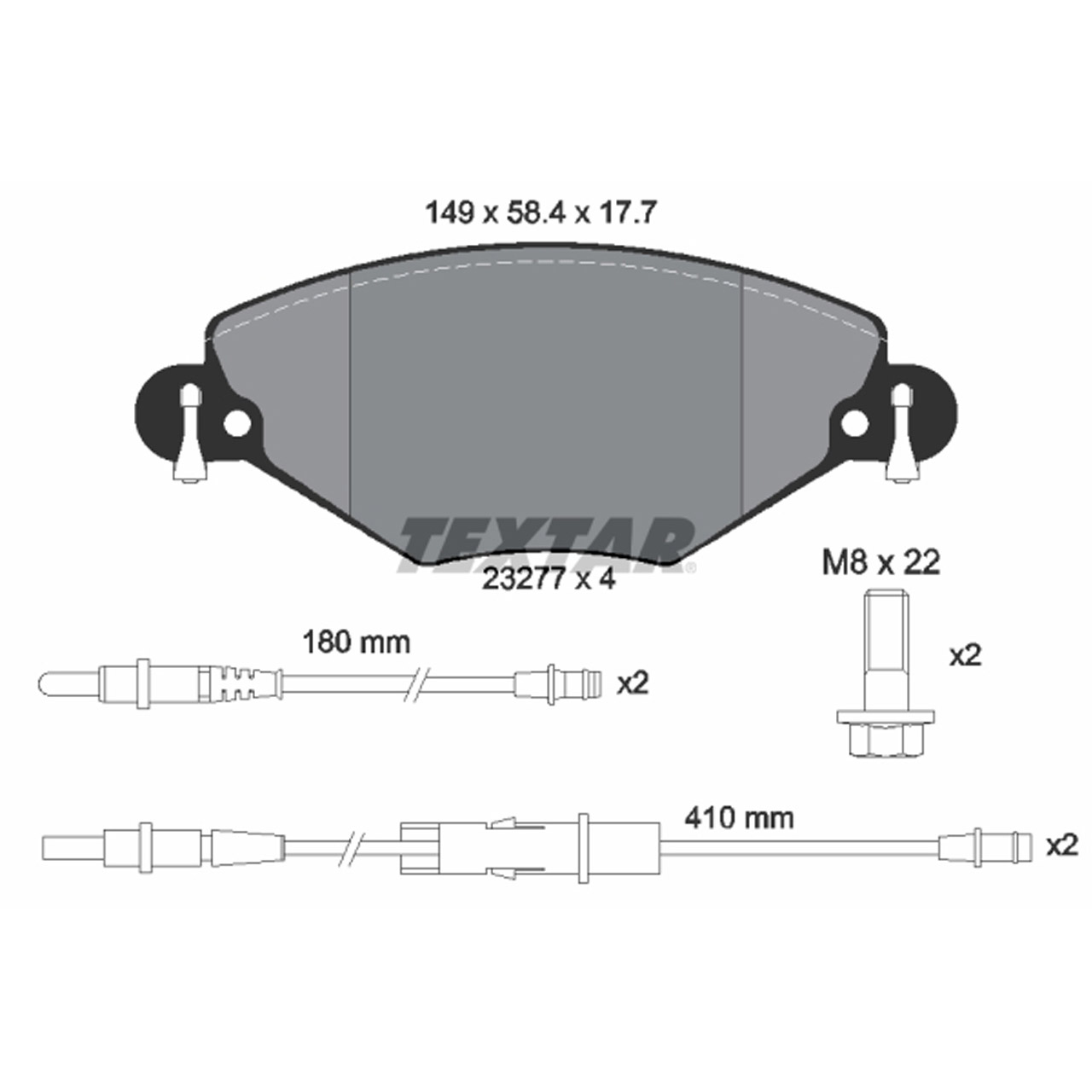 TEXTAR 2327701 Bremsbeläge + Warnsensor CITROEN C5 I II 1.8/2.0 16V 1.6/2.0 HDi vorne