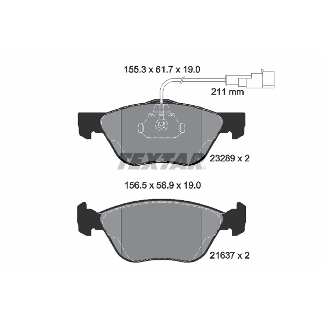 TEXTAR 2328902 Bremsbeläge + Warnsensor ALFA ROMEO 145 146 147 156 GT GTV Sider vorne