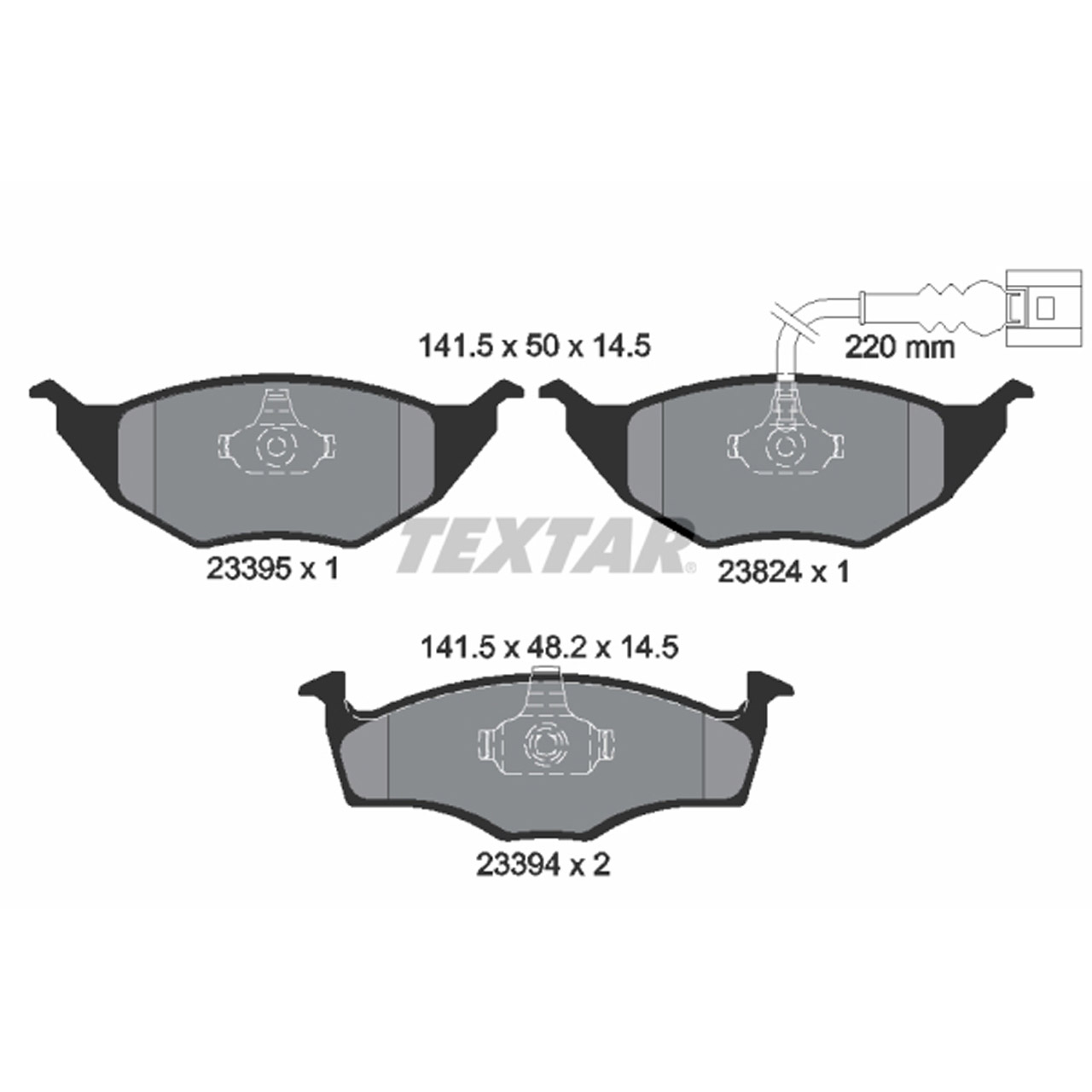 TEXTAR 2339502 Bremsbeläge + Warnkontaktsensor AUDI A2 (8Z0) 1.2 TDI 61 PS vorne 8Z0698151