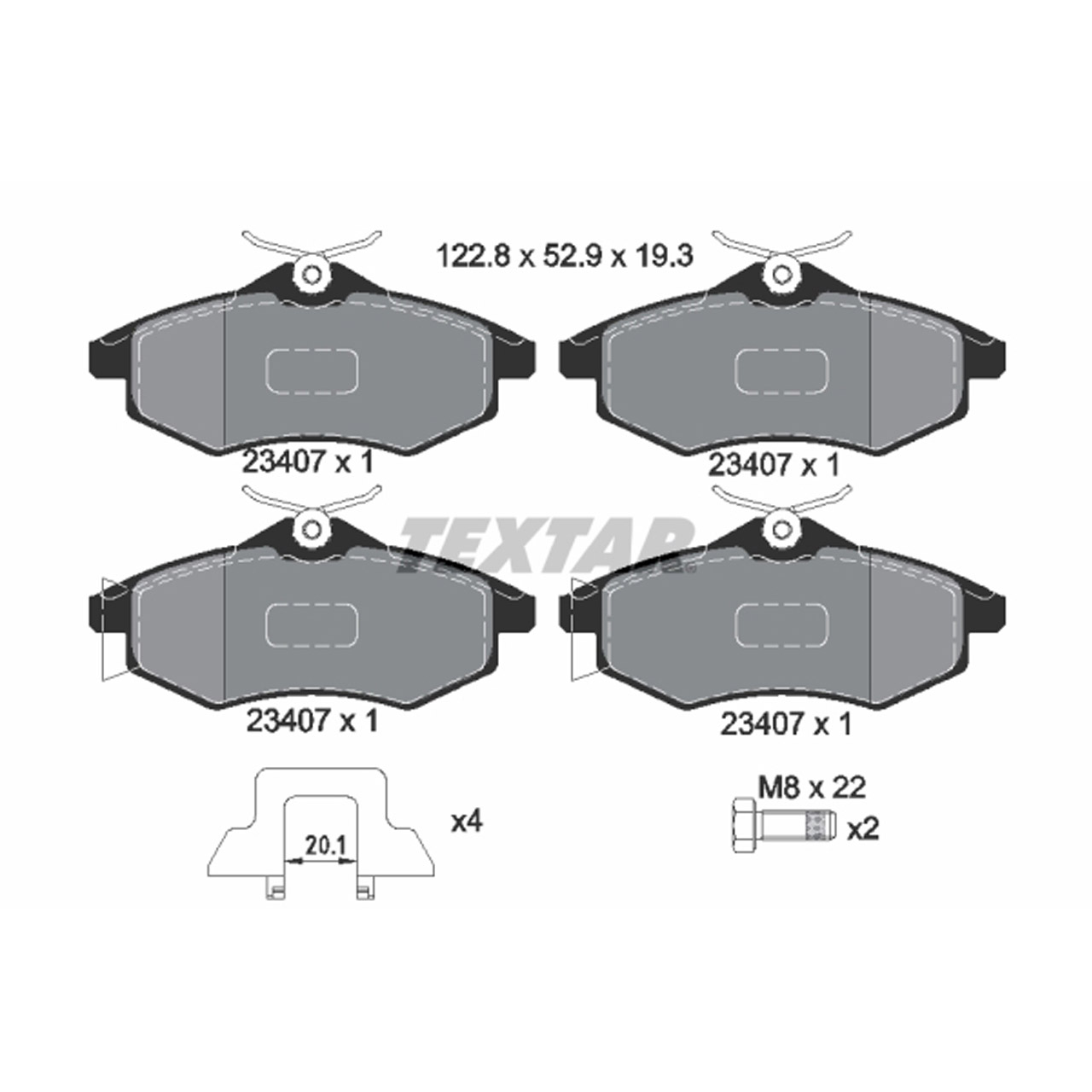 TEXTAR 2340702 Bremsbeläge Bremsklötze CITROEN C2 (JM_) C3 I (FC_, FN_) vorne