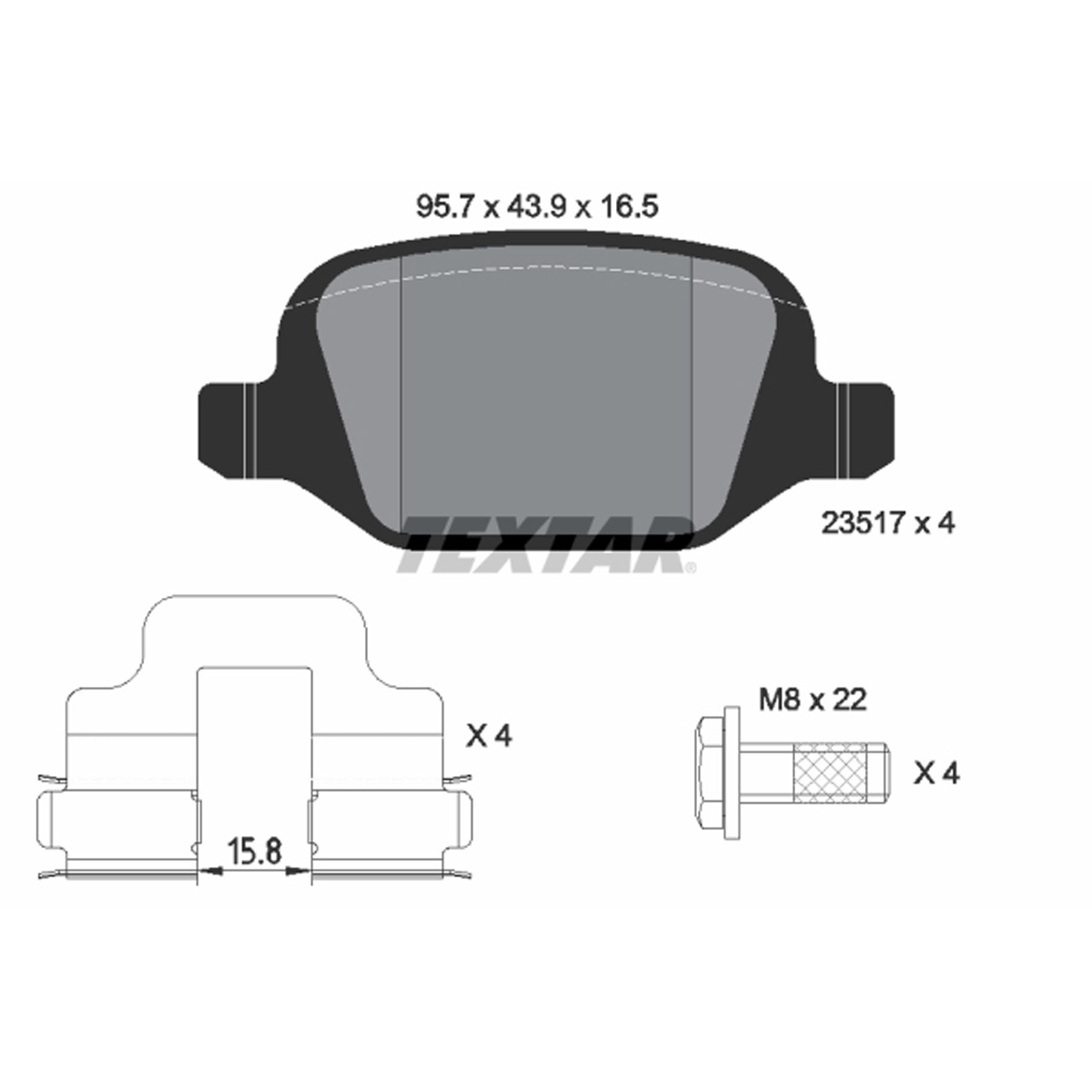 TEXTAR 2351703 Bremsbeläge ALFA ROMEO 147 (937_) 156 (932_) GT (937_) FIAT Linea hinten