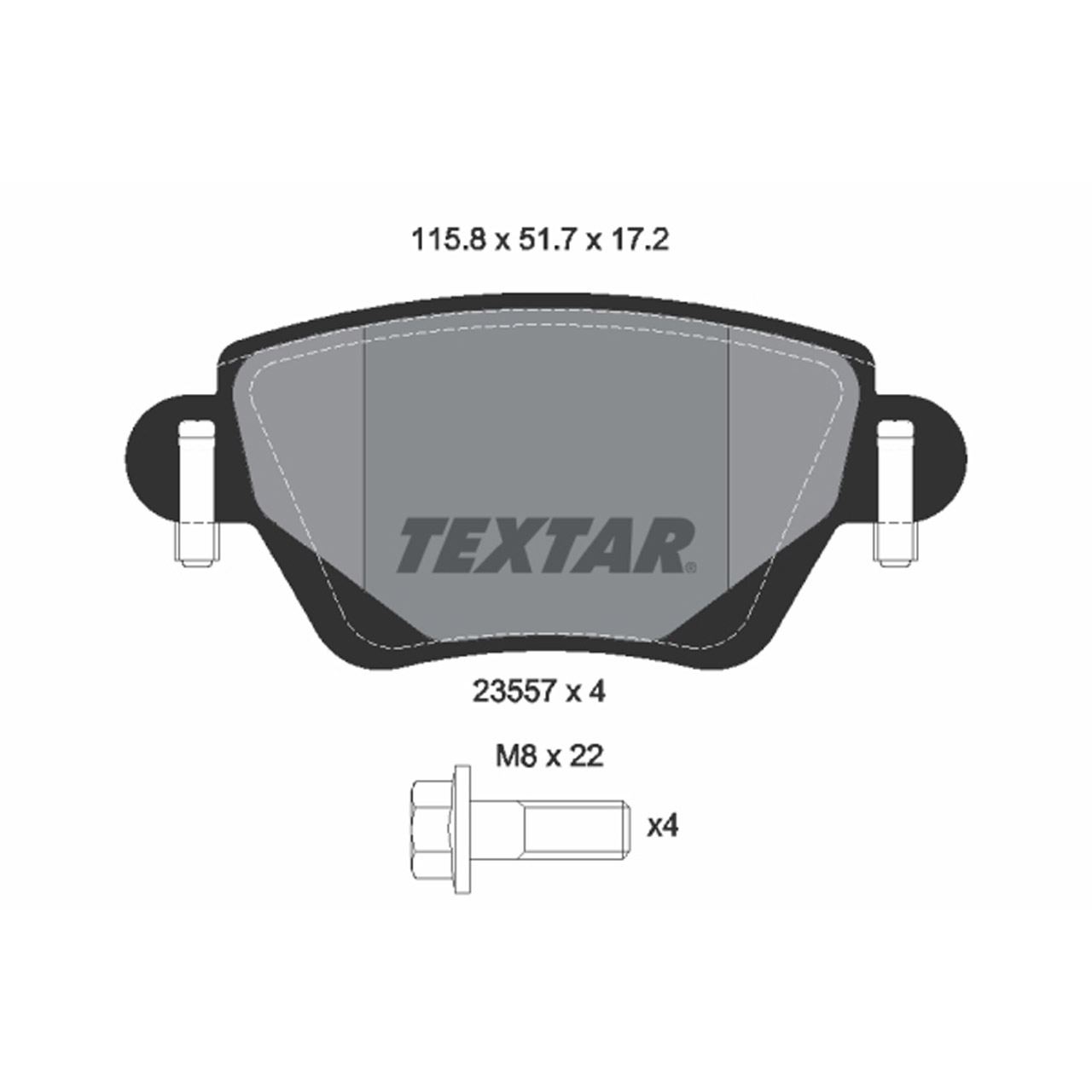 TEXTAR 2355701 Bremsbeläge FORD Mondeo 3 bis 08.2004 JAGUAR X-Type 1 X400 bis Fgst. hinten